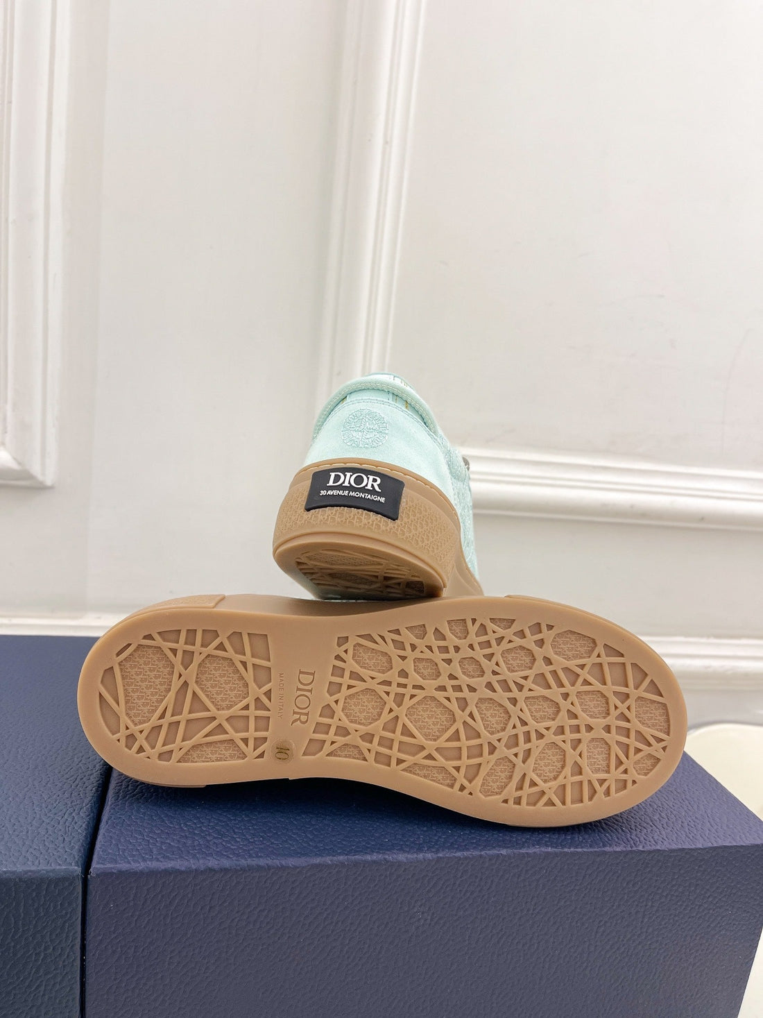 CD B33 Sneaker 30mm In Light Turquoise Monogram Denim Fabric 988197