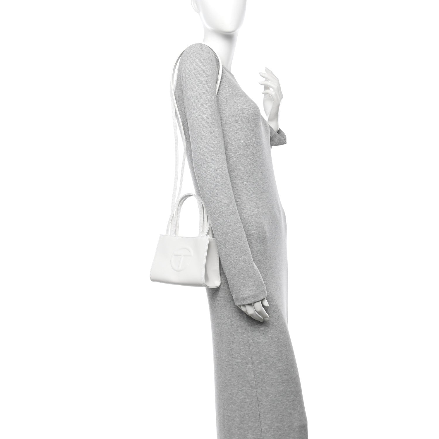 Vegan Leather Small Shopping Bag White