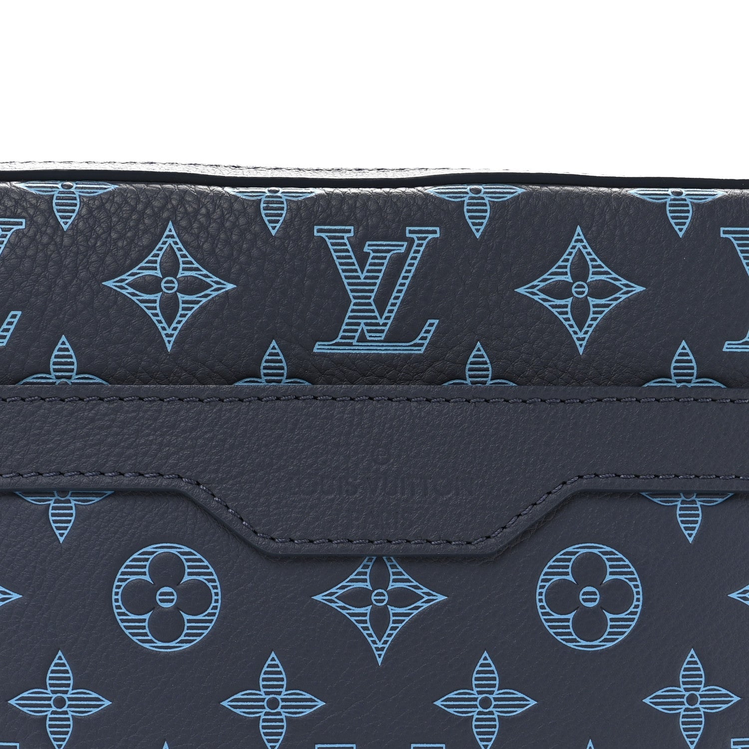 Calfskin Monogram Shadow Trio Messenger Navy River Blue