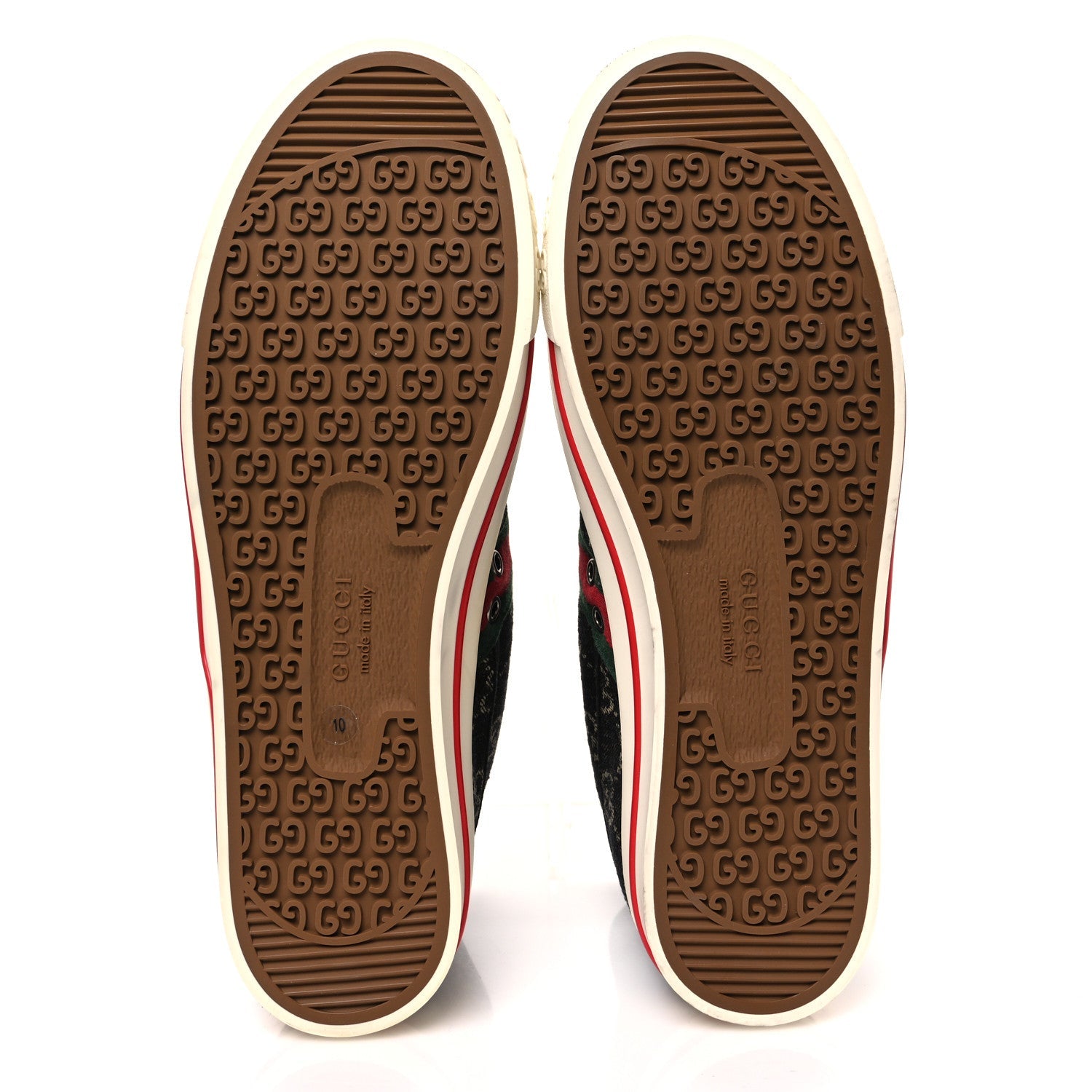 New Denim GG Monogram Web Mens 1977 Tennis High Top Sneakers 10 Black Ivory