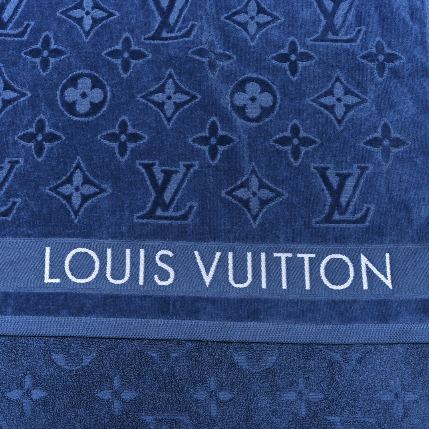 Cotton Monogram Beach Towel Blue