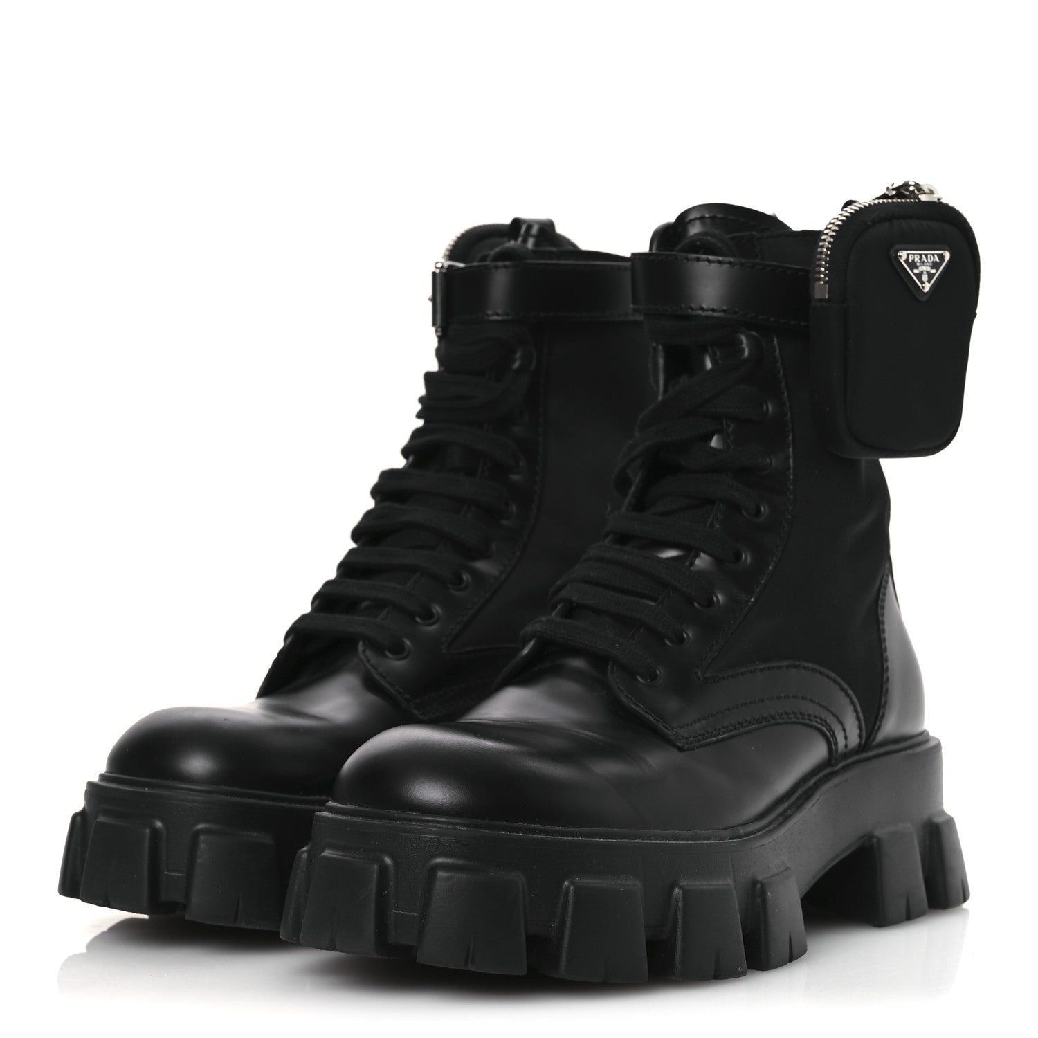 Spazzolato Rois Nylon Metal Triangle Logo Mens Monolith Pouch Pocket 55mm Boots 7.5 Black