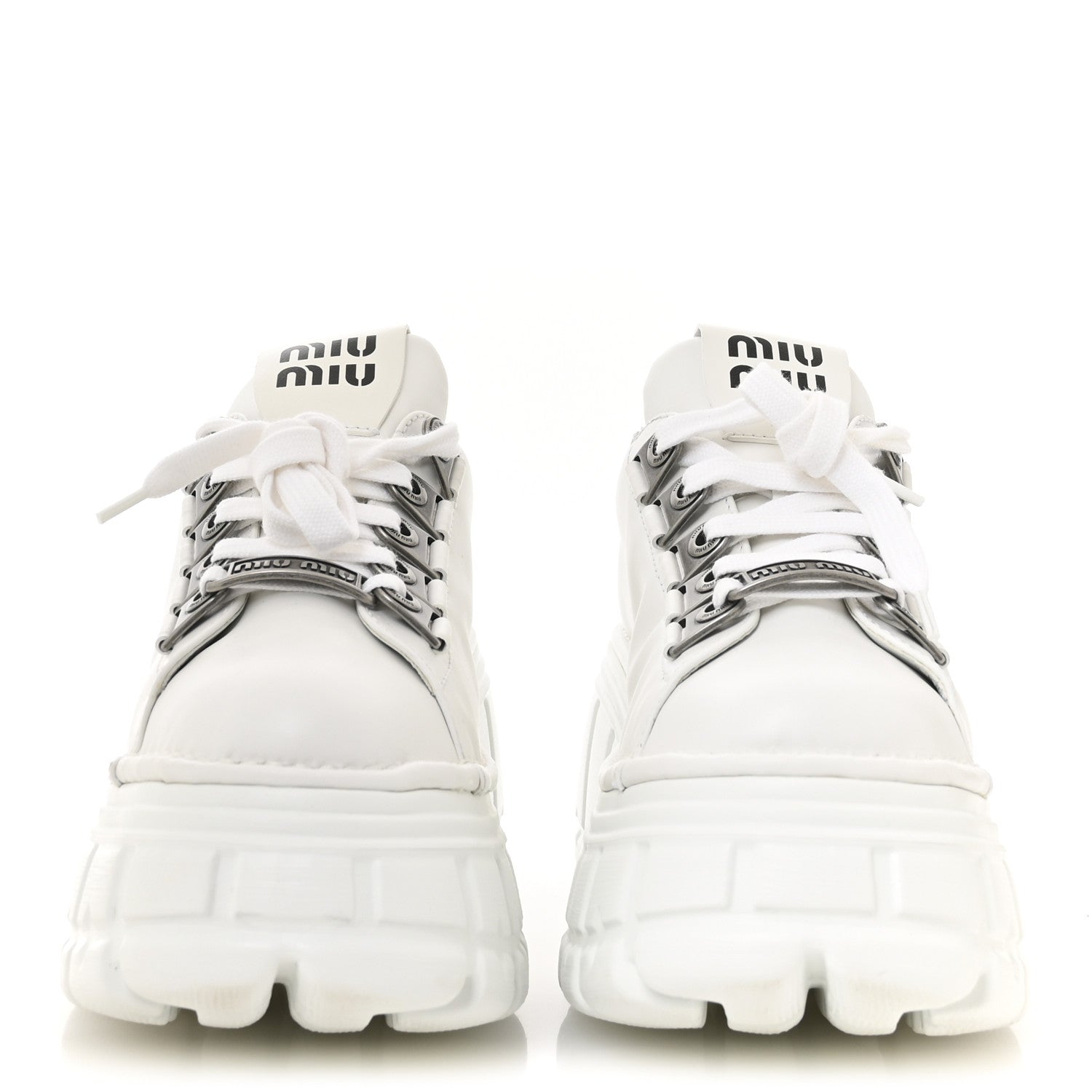 Calfskin Platform Low Top Chunky Sneakers 39.5 White