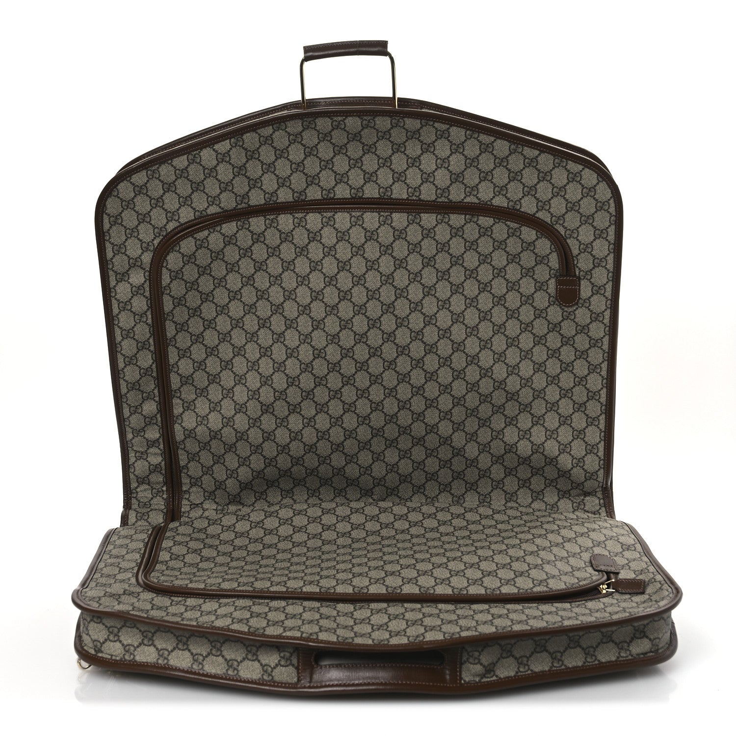 GG Supreme Monogram Azalea Calfskin Retro Interlocking G Hanger Garment Bag Beige Ebony Brown Sugar