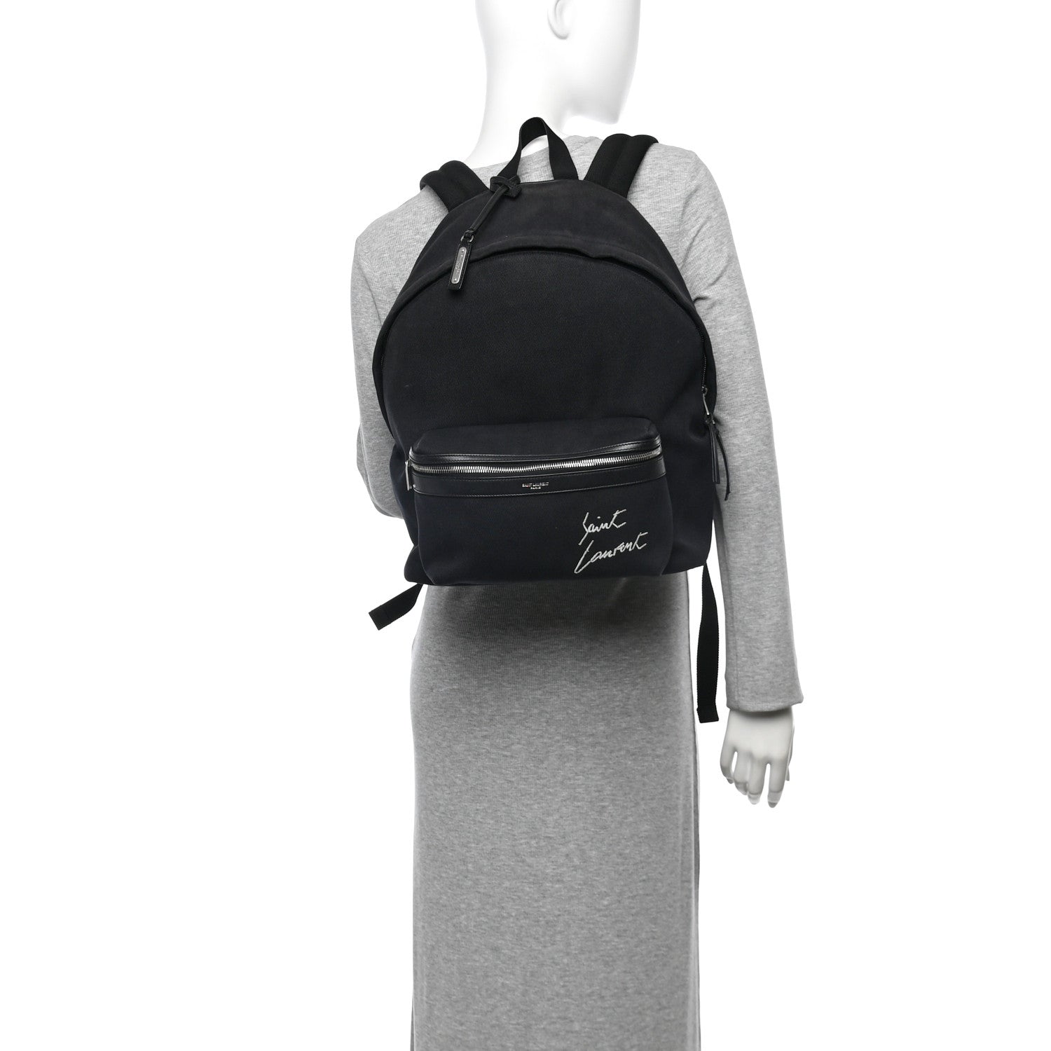 Canvas Signature Embroidered City Backpack Black