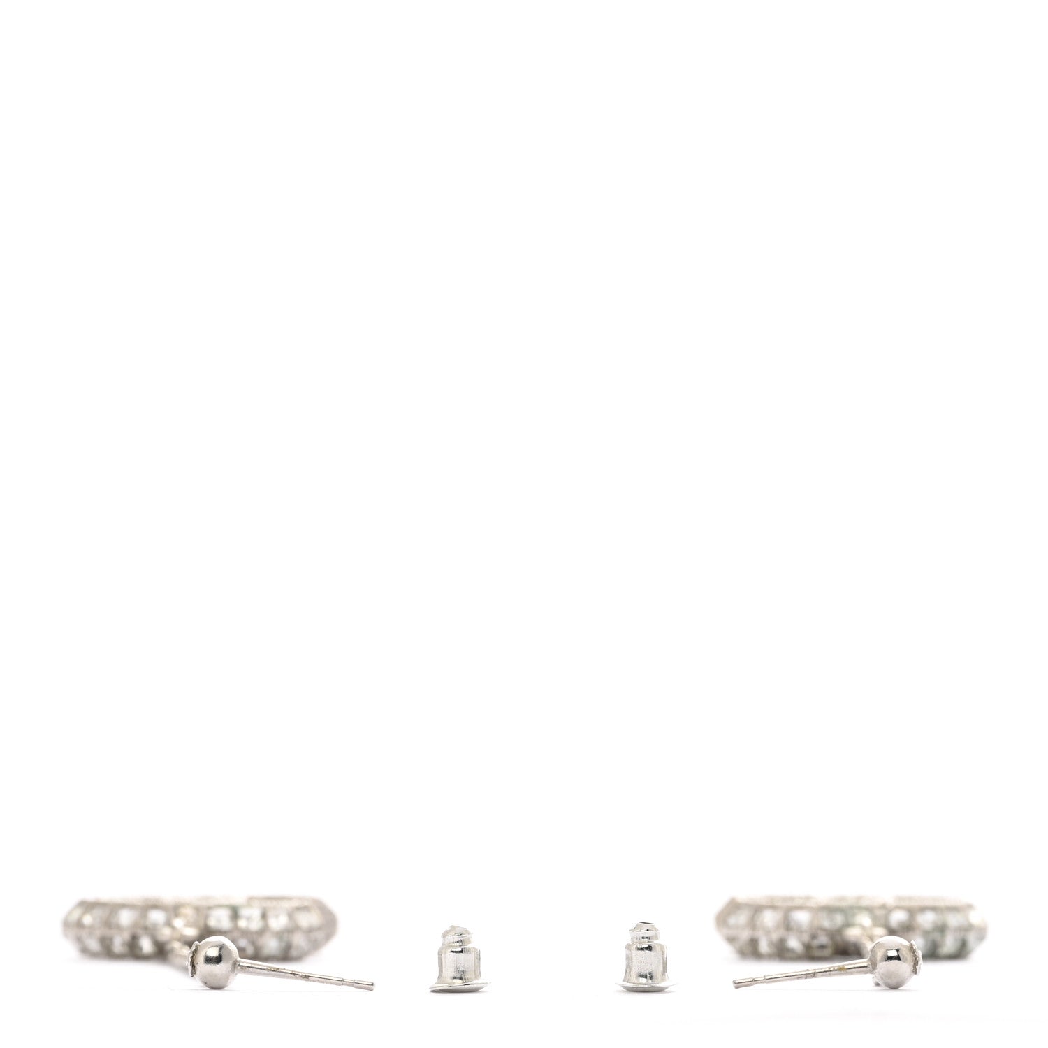 Baguette Crystal CC Drop Earrings Silver