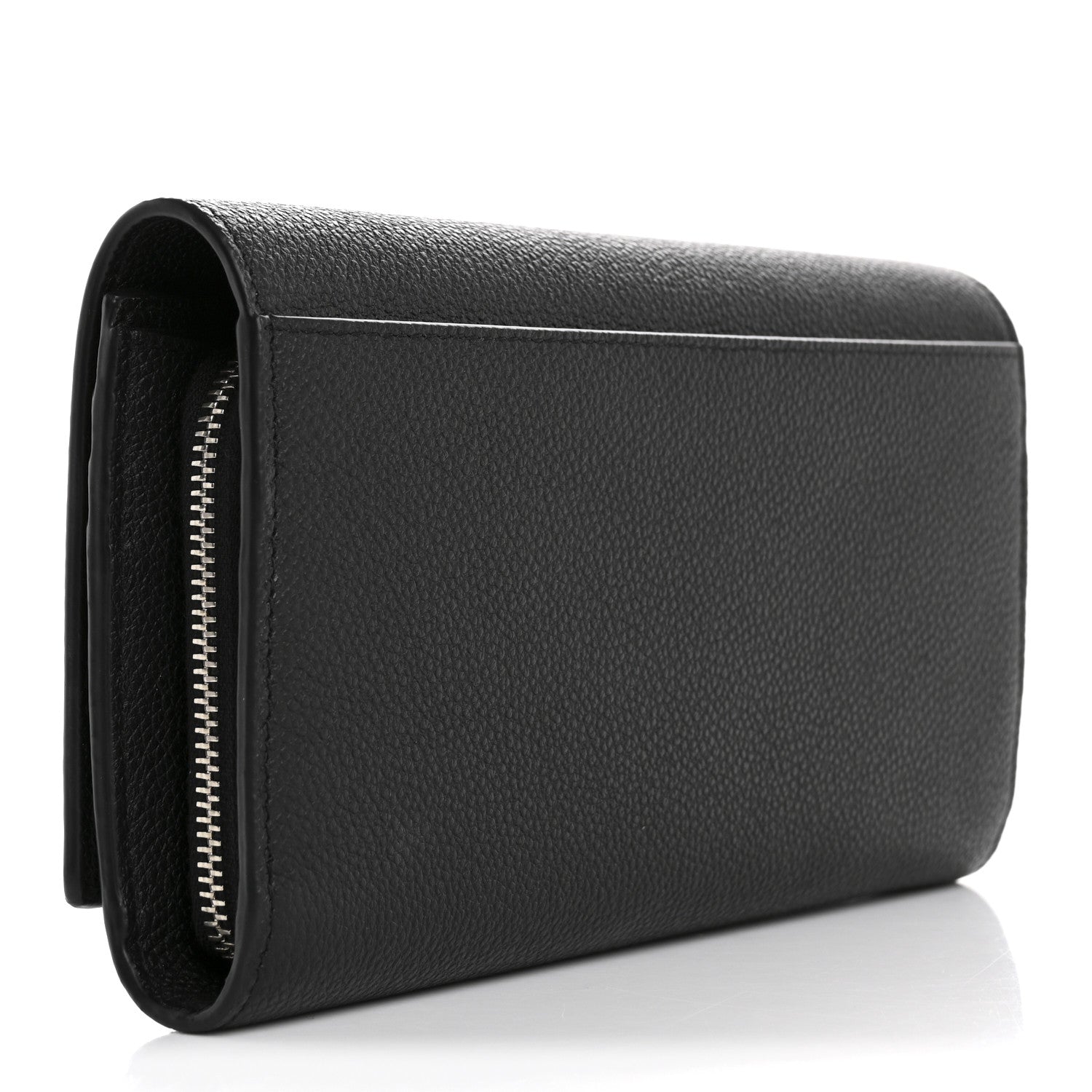 Grained Calfskin Rive Gauche Classic Large Wallet Black