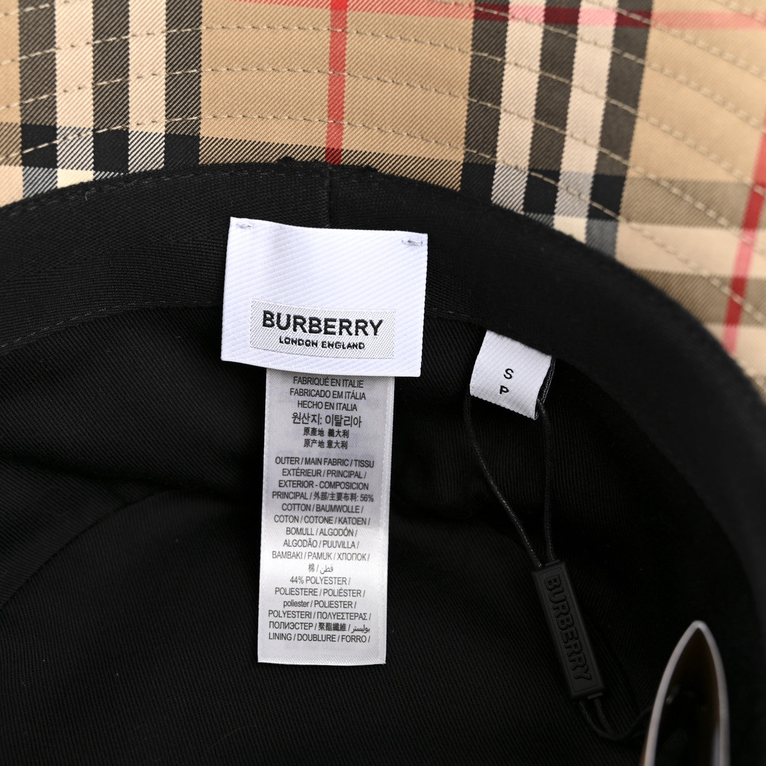 Technical Cotton Vintage Check Bucket Hat S Archive Beige