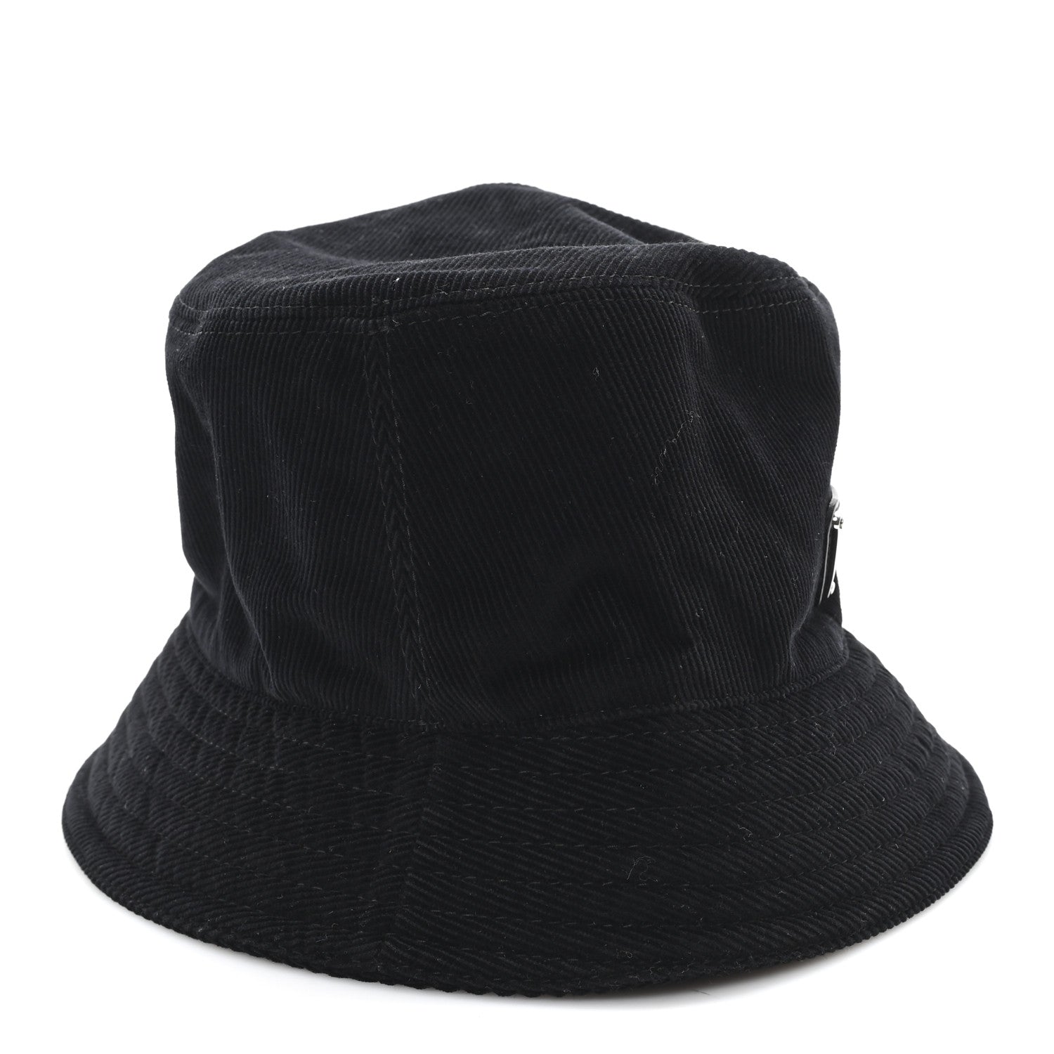 Corduroy Metal Triangle Logo Bucket Hat L Black