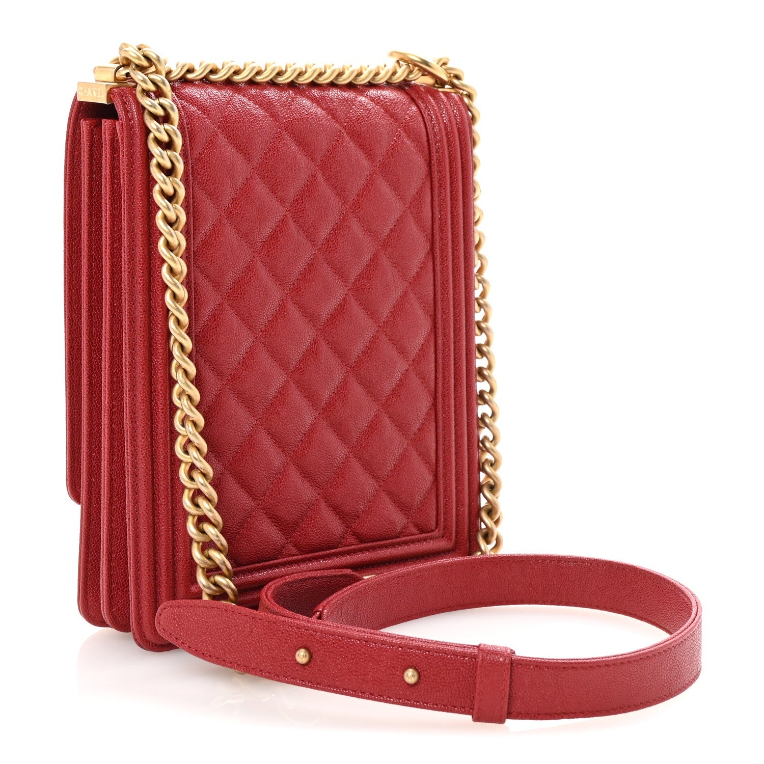 Caviar Quilted North South Boy Flap Red