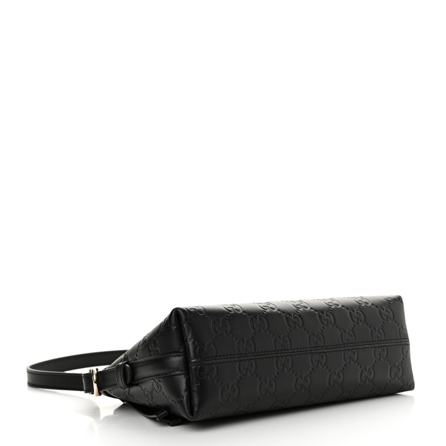 Calfskin GG Emblem Embossed Small Shoulder Bag Black