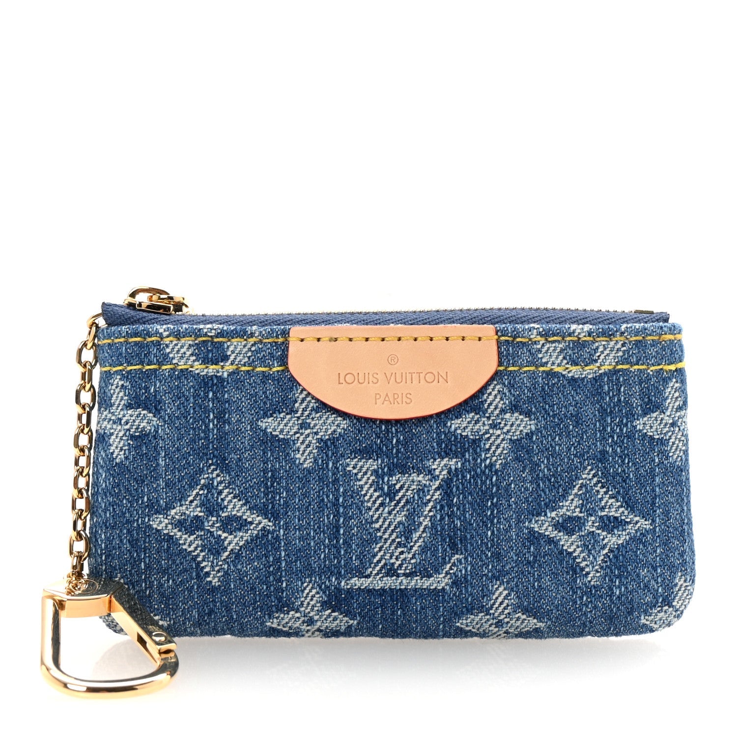 Monogram Denim Key Pouch Denim Blue