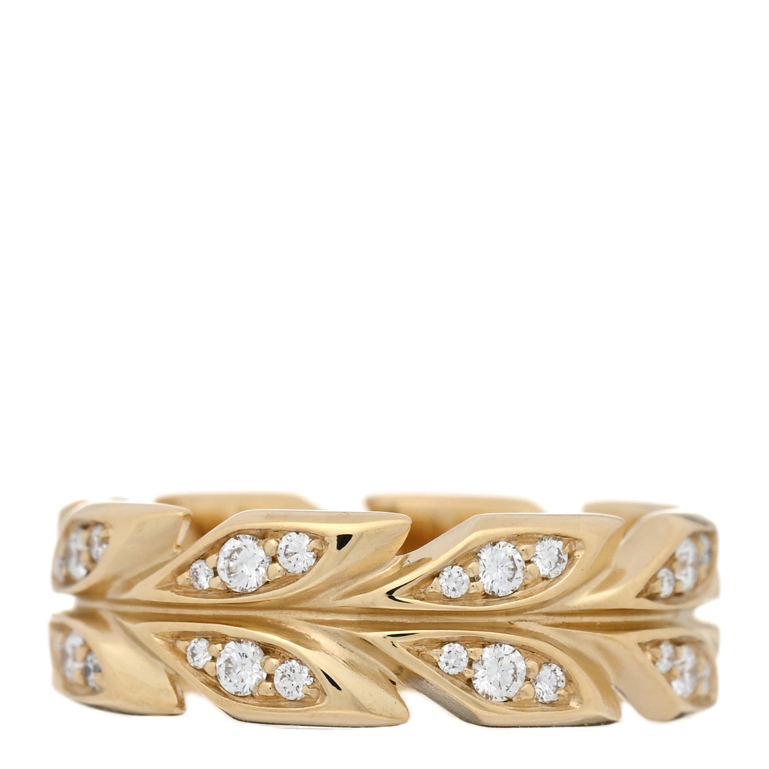 18K Yellow Gold Diamond Victoria Vine Band Ring 49 5