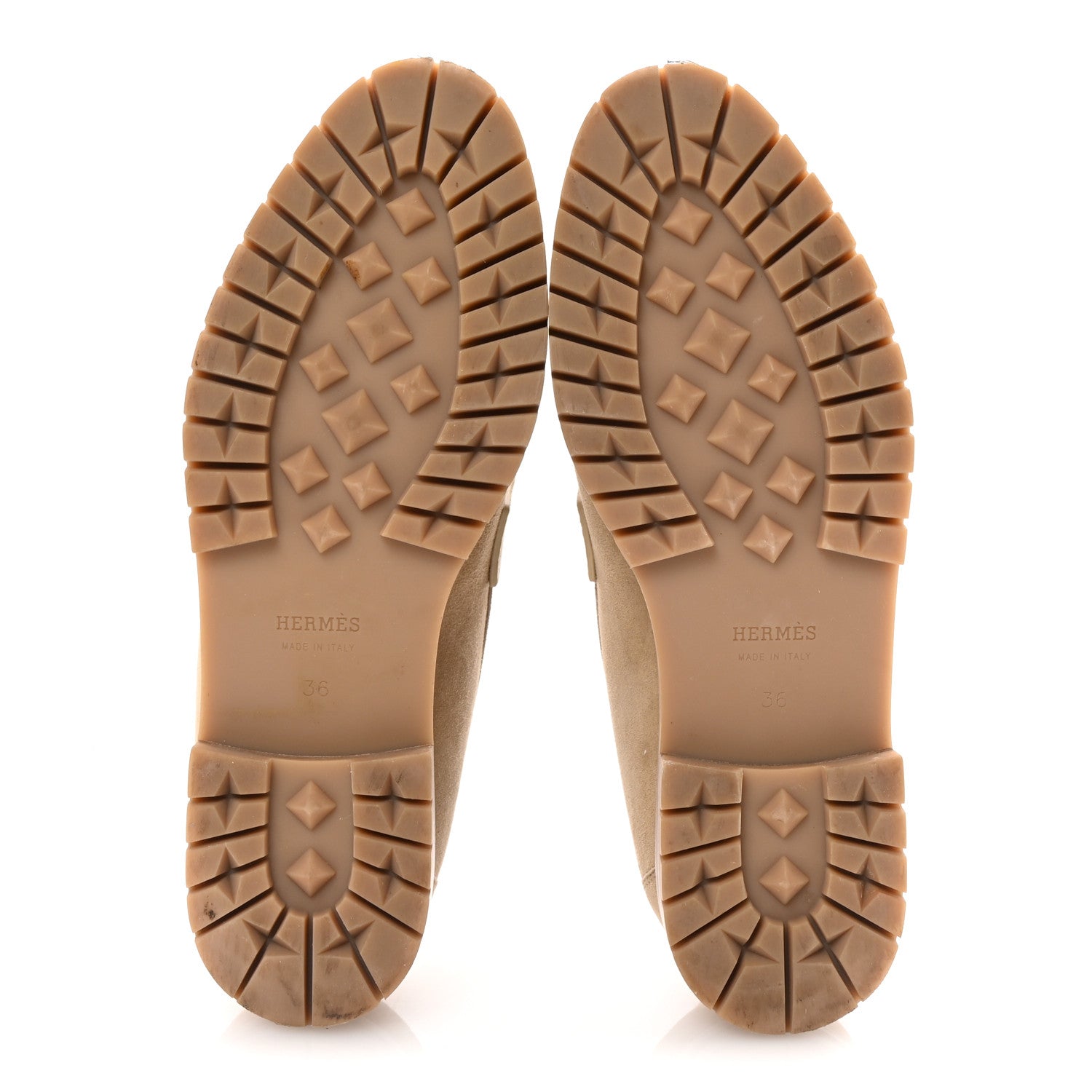 Suede Goatskin Womens Faubourg Loafers 36 Beige Argile