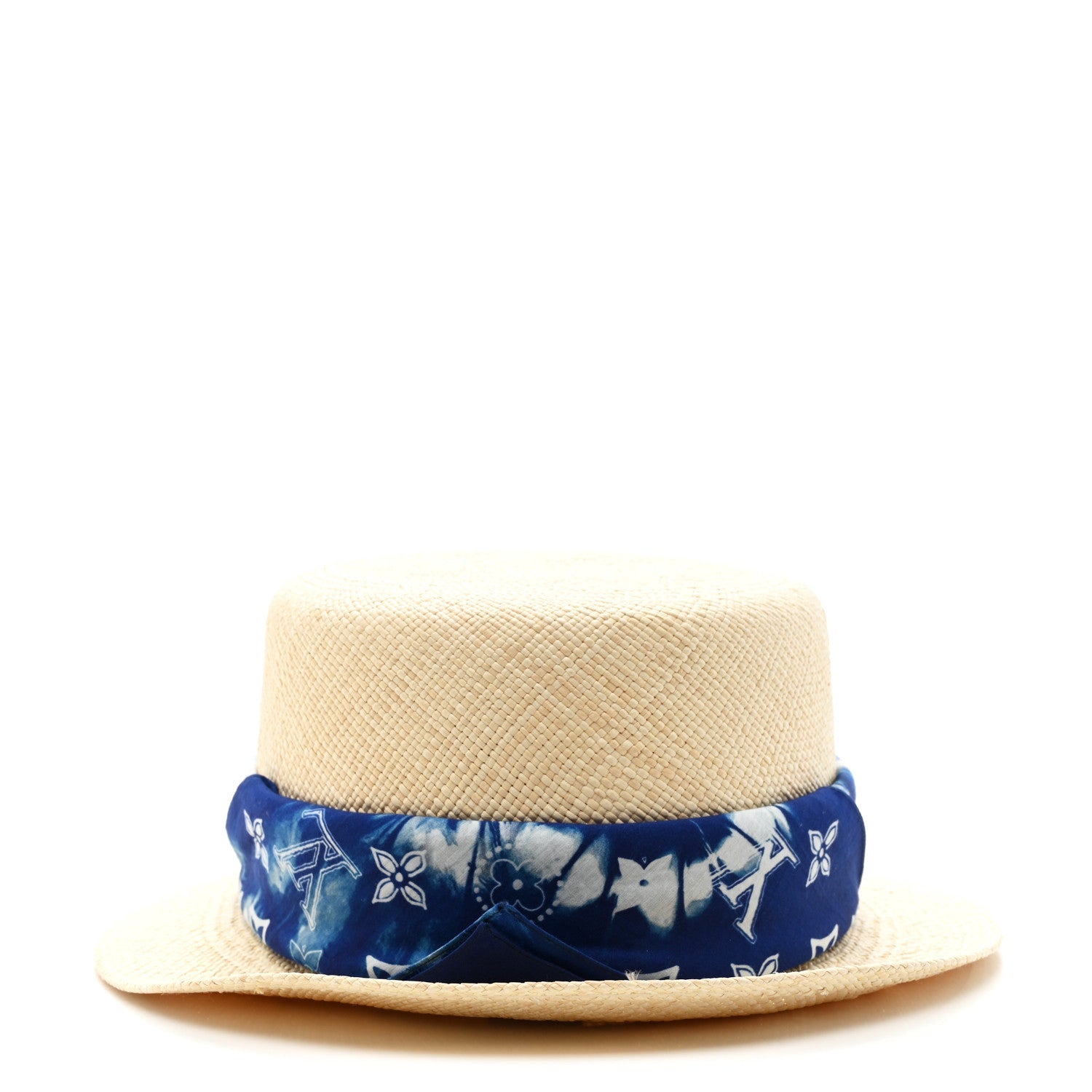 Straw Monogram Bandana Hat Blue