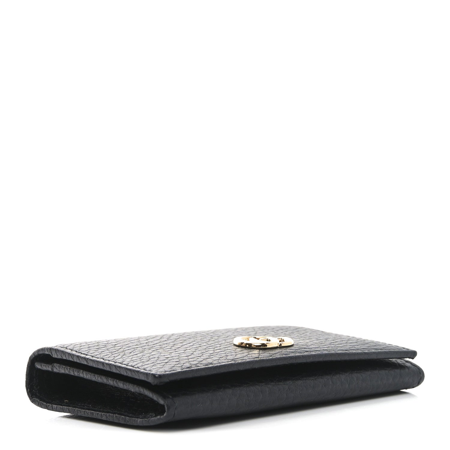 Pebbled Calfskin GG Marmont Card Case Black