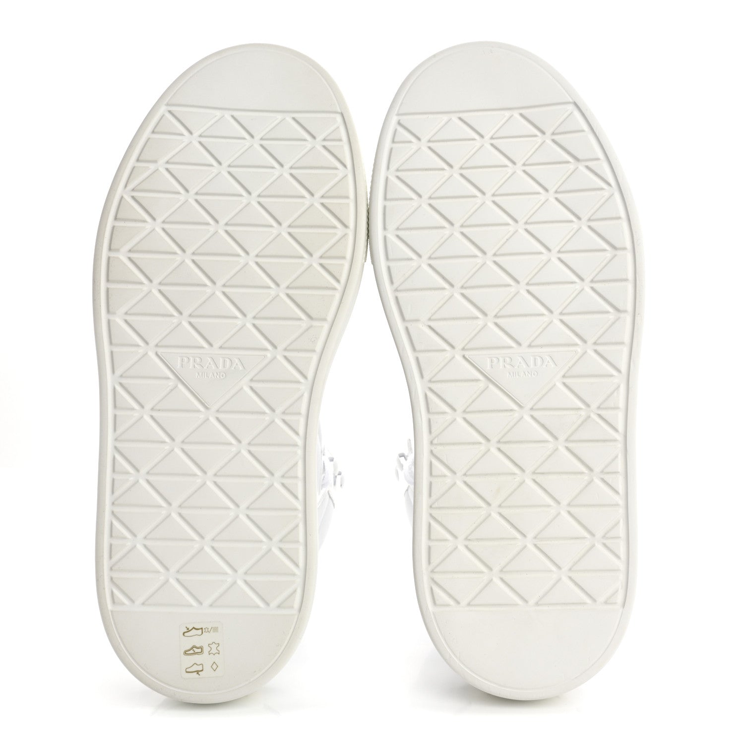 Re-Nylon Gabardine Spazzolato Macro Quilted Triangle Logo Mens High Top 45mm Sneakers 8.5 White