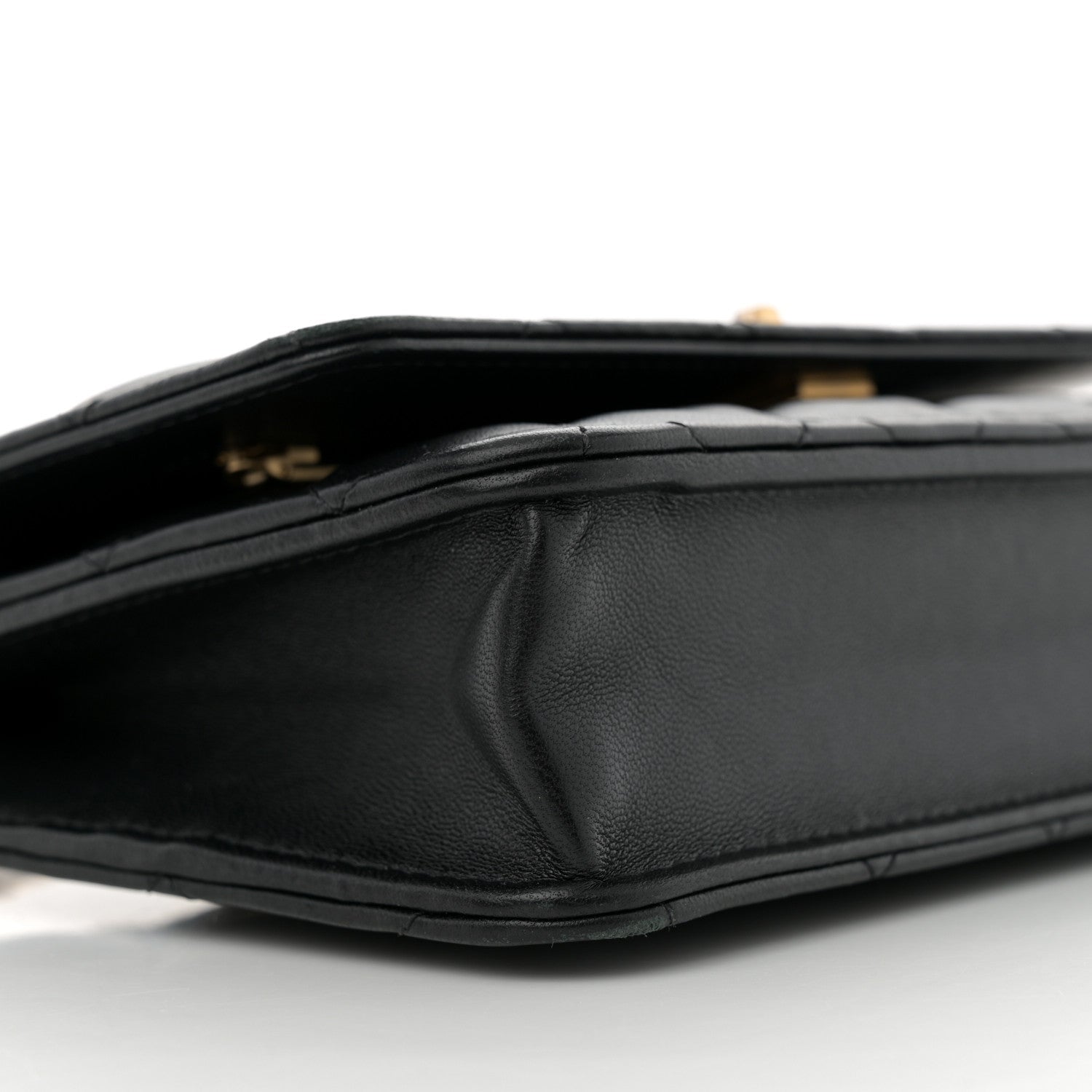 Lambskin Quilted Sweet Camellia Wallet On Chain WOC Black