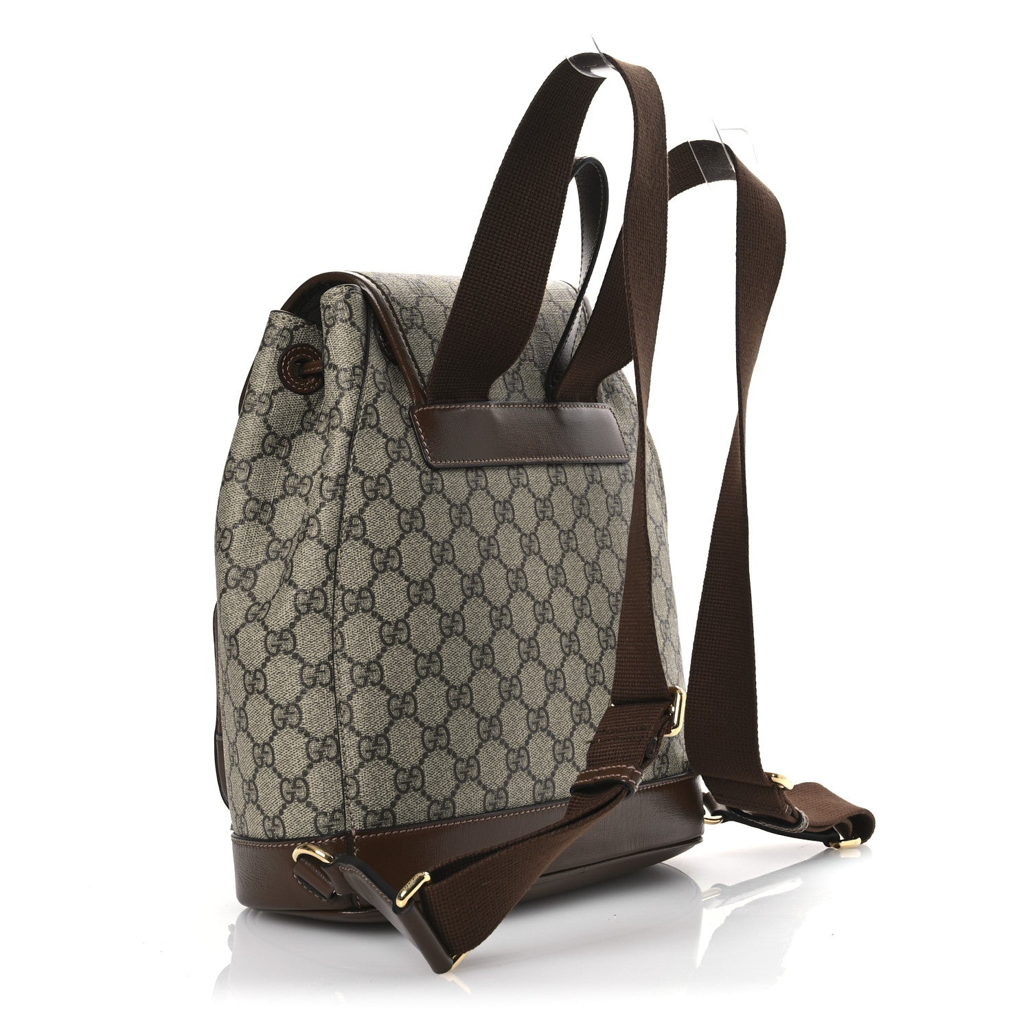GG Supreme Monogram Azalea Calfskin Retro Interlocking G Buckle Backpack Beige Ebony Brown Sugar