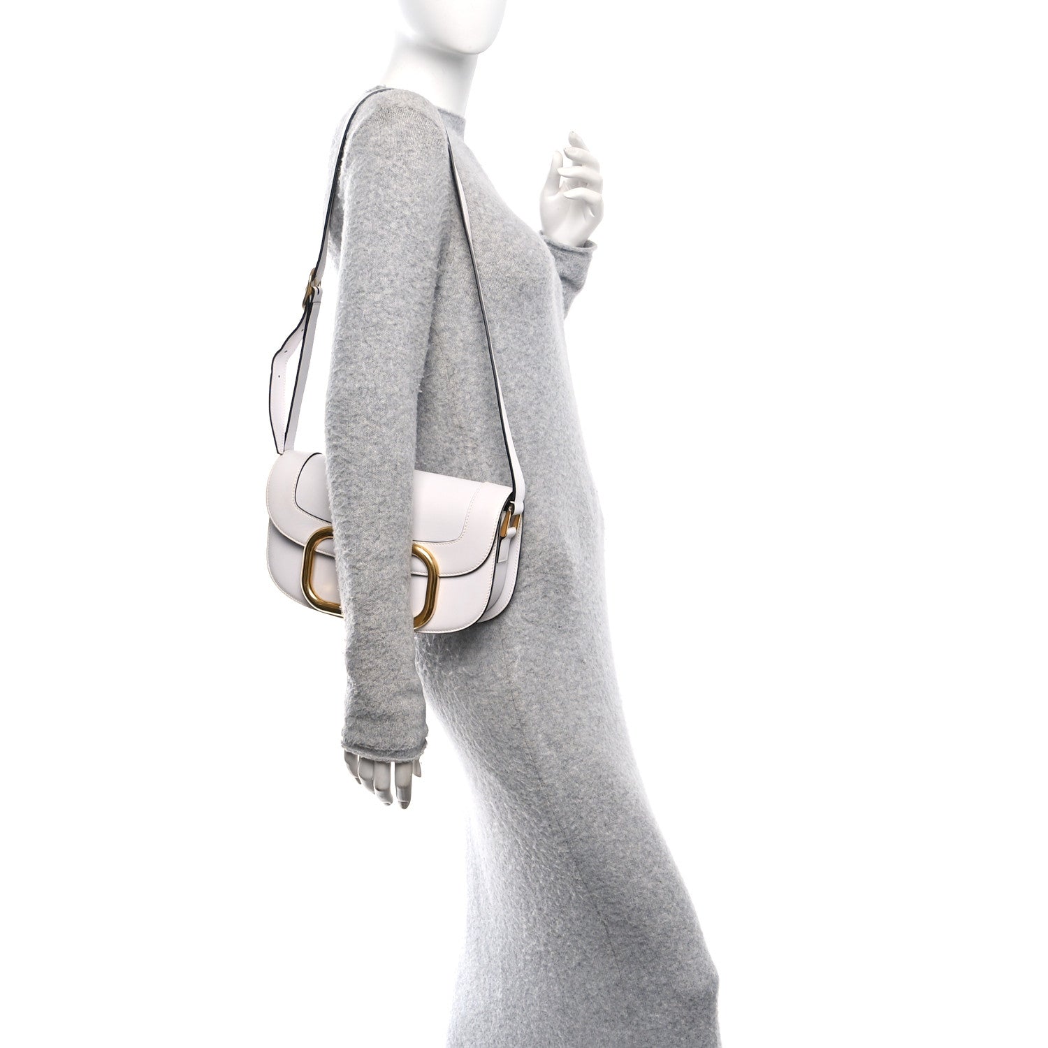 Smooth Calfskin Supervee Shoulder Bag Optic White