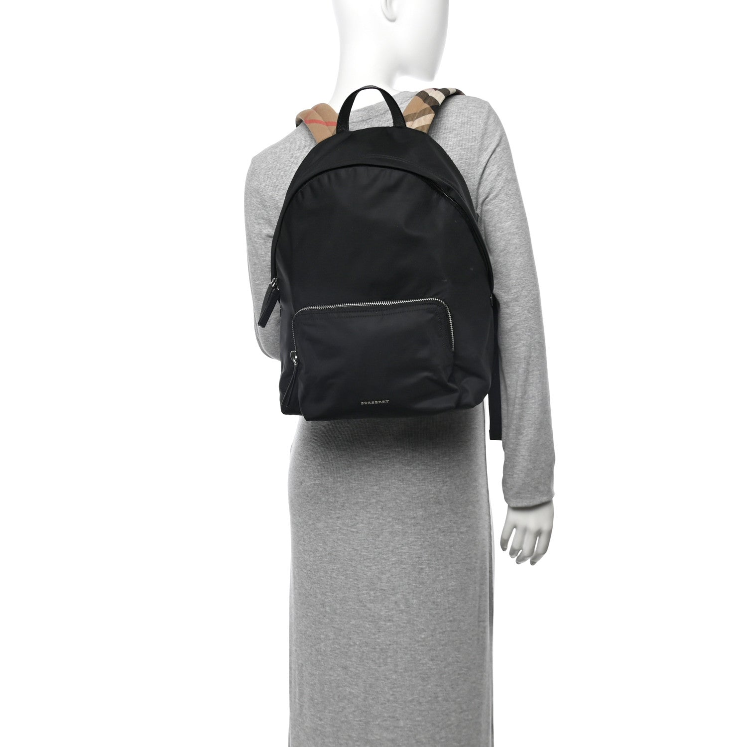 Nylon Check Abbeydale Simple Backpack  Black