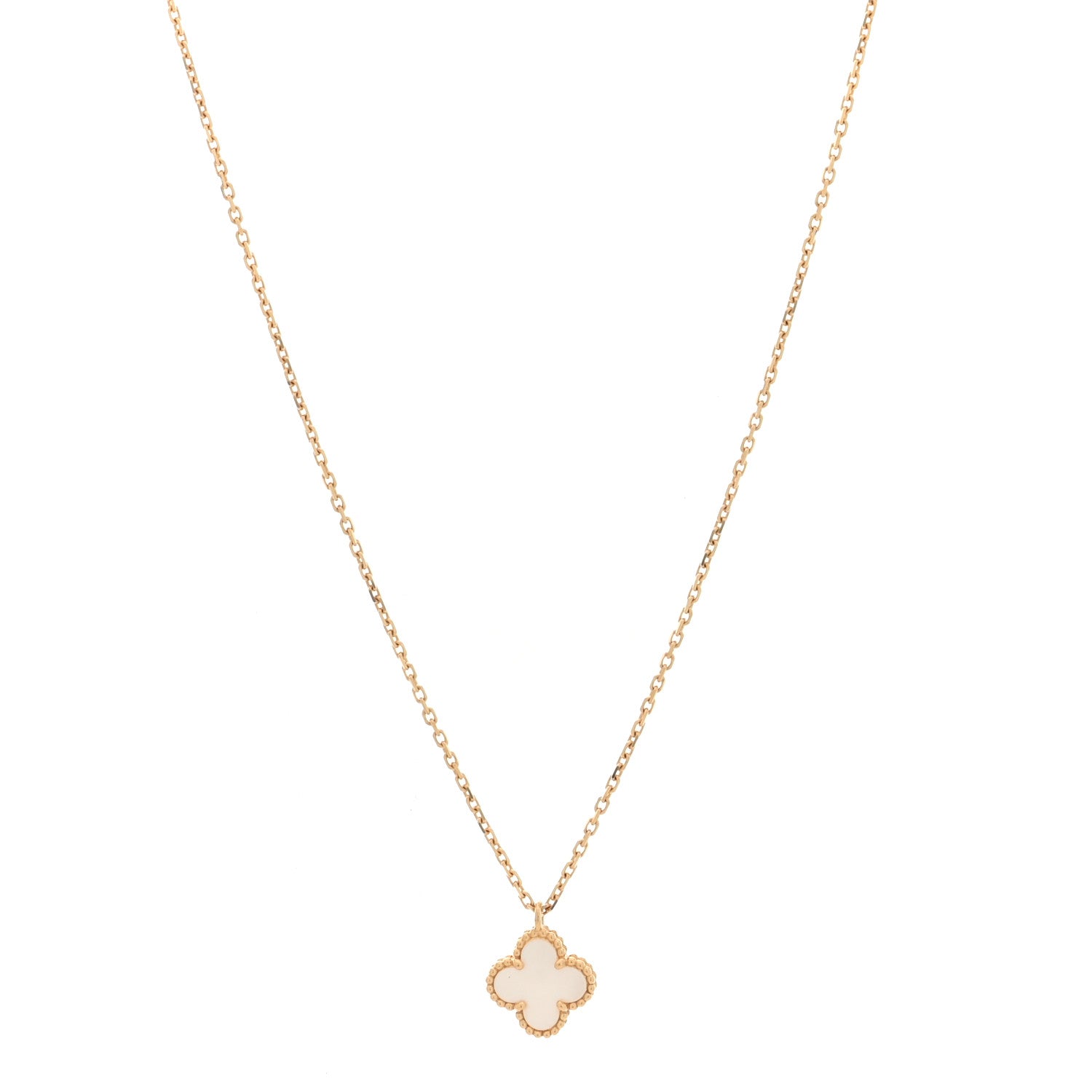 18K Yellow Gold Mother of Pearl Sweet Alhambra Pendant Necklace