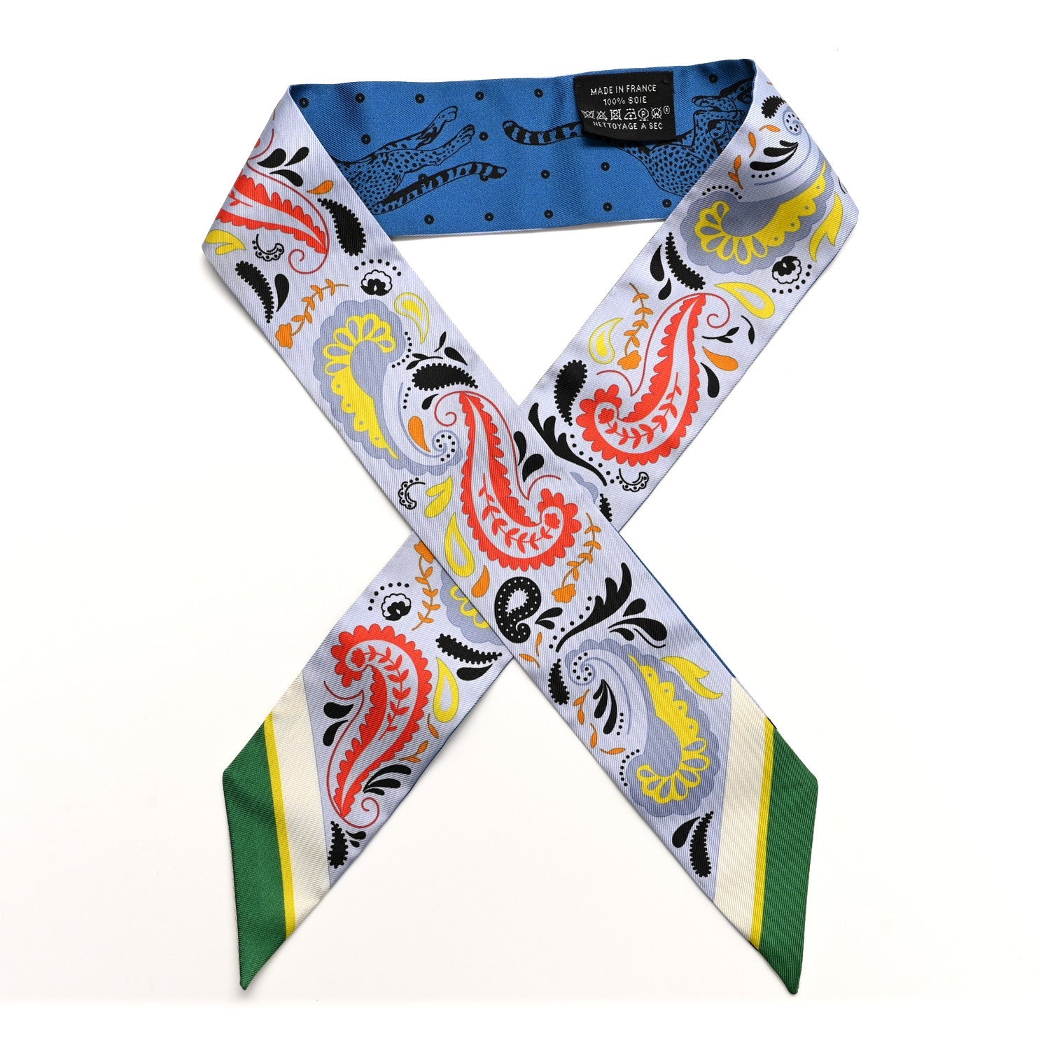 Silk Guepards Bandana Twilly Bleu Ciel Jaune Vif