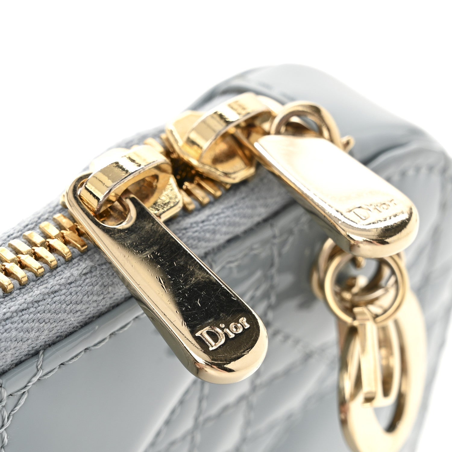 Patent Cannage Lady Dior Phone Holder Bracing Blue