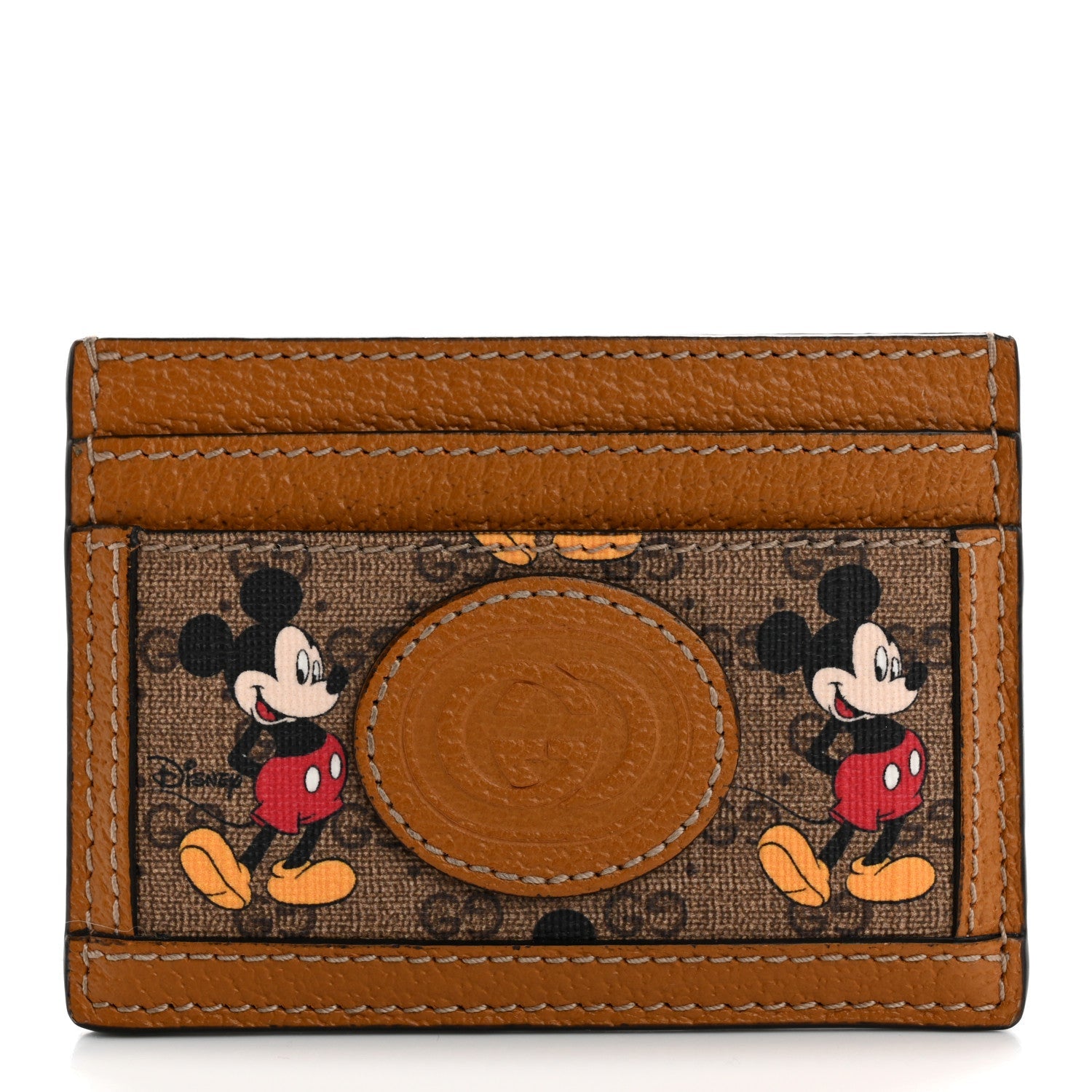 X DISNEY Mini Vintage GG Supreme Monogram Mickey Mouse Card Holder Beige Vintage Sun Oil