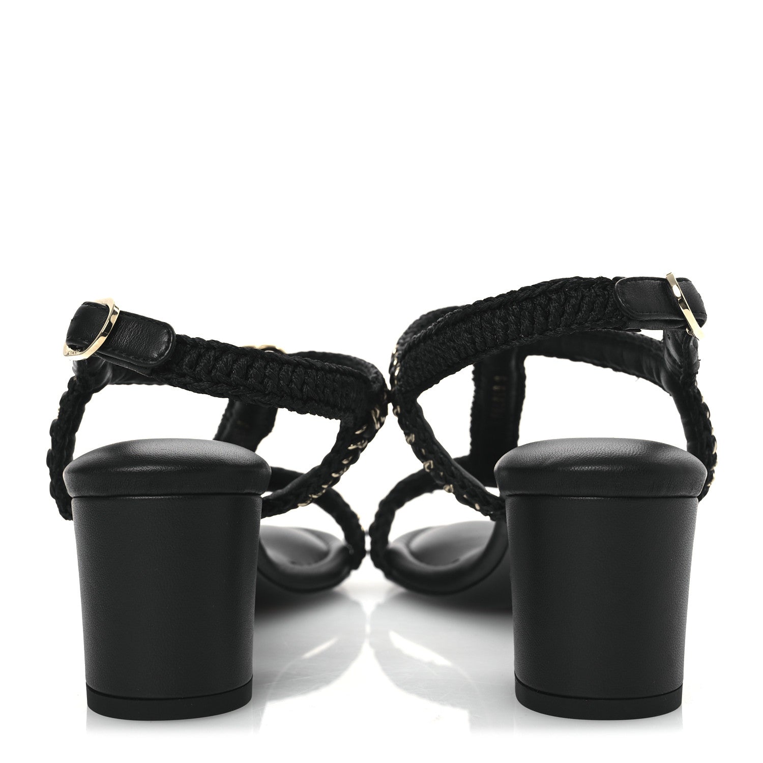 Lambskin CC Chain Braided Sandals 37 Black