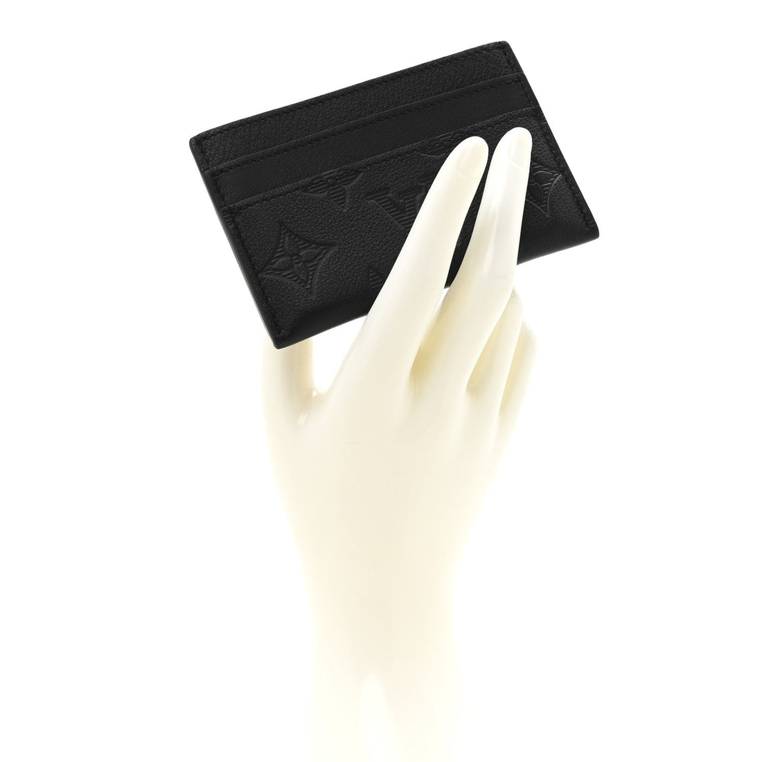 Calfskin Monogram Shadow Double Card Holder Black