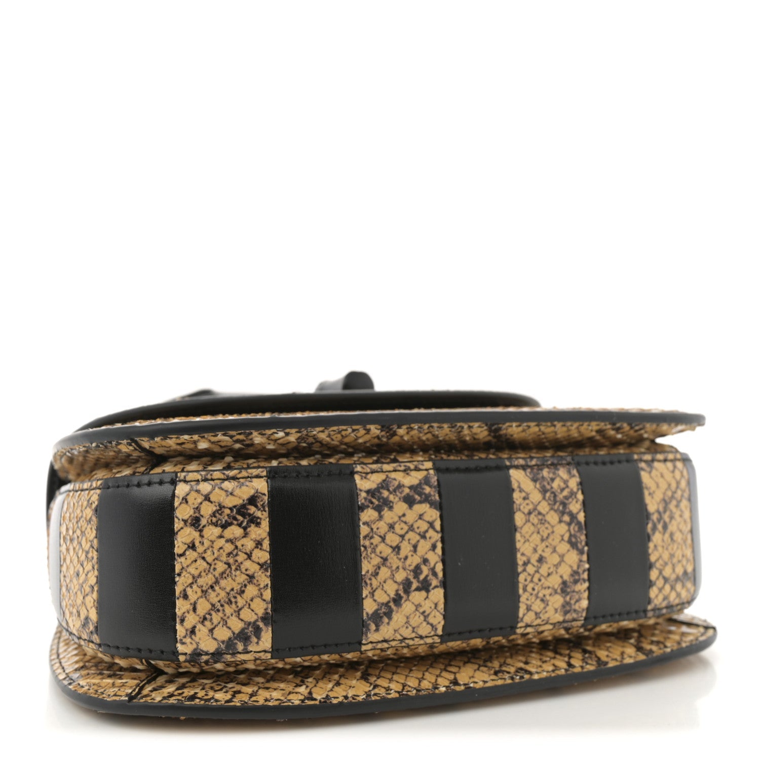 Snakeskin Small Bamboo 1947 Top Handle Bag Natural Black