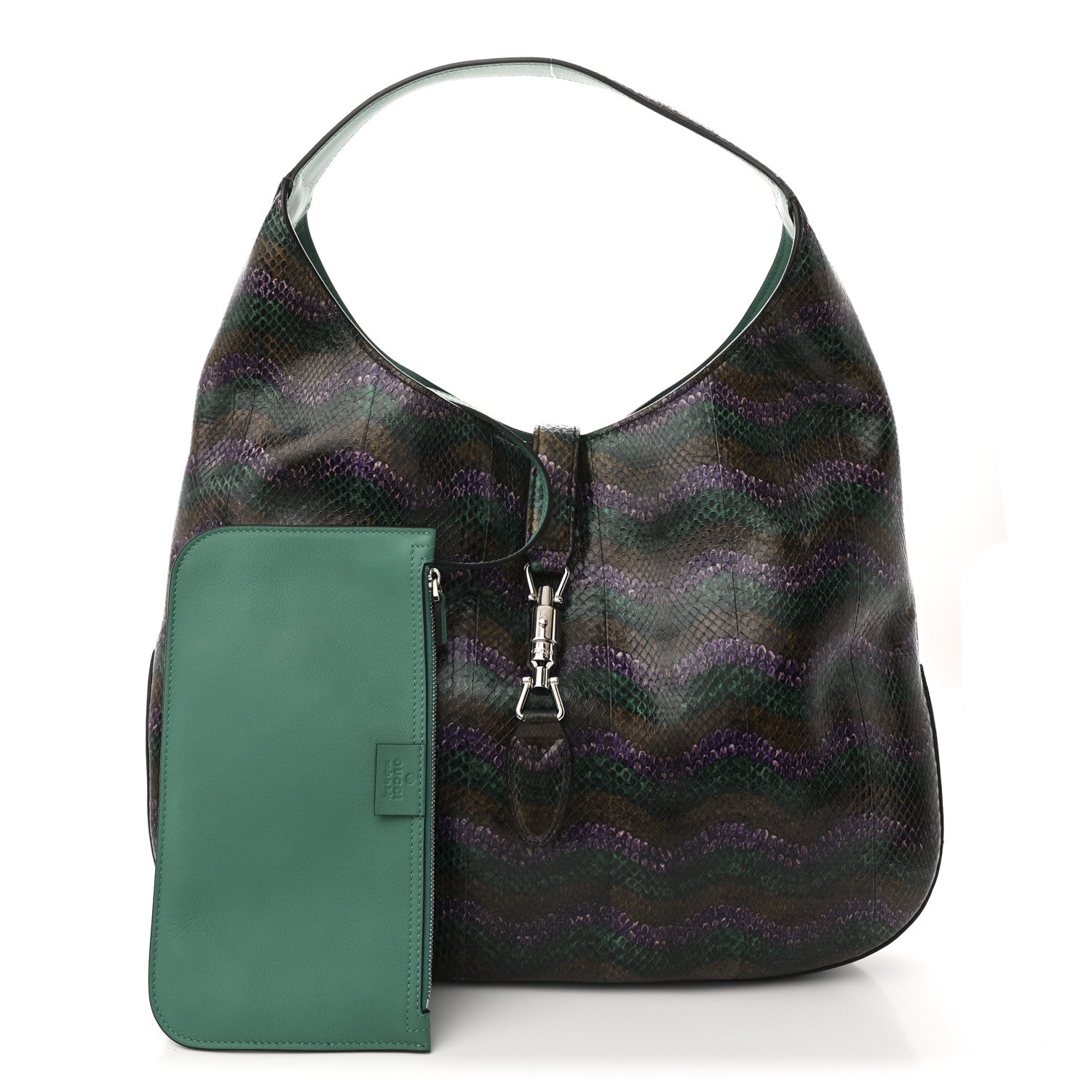 Snakeskin Large Jackie Hobo Green Multicolor