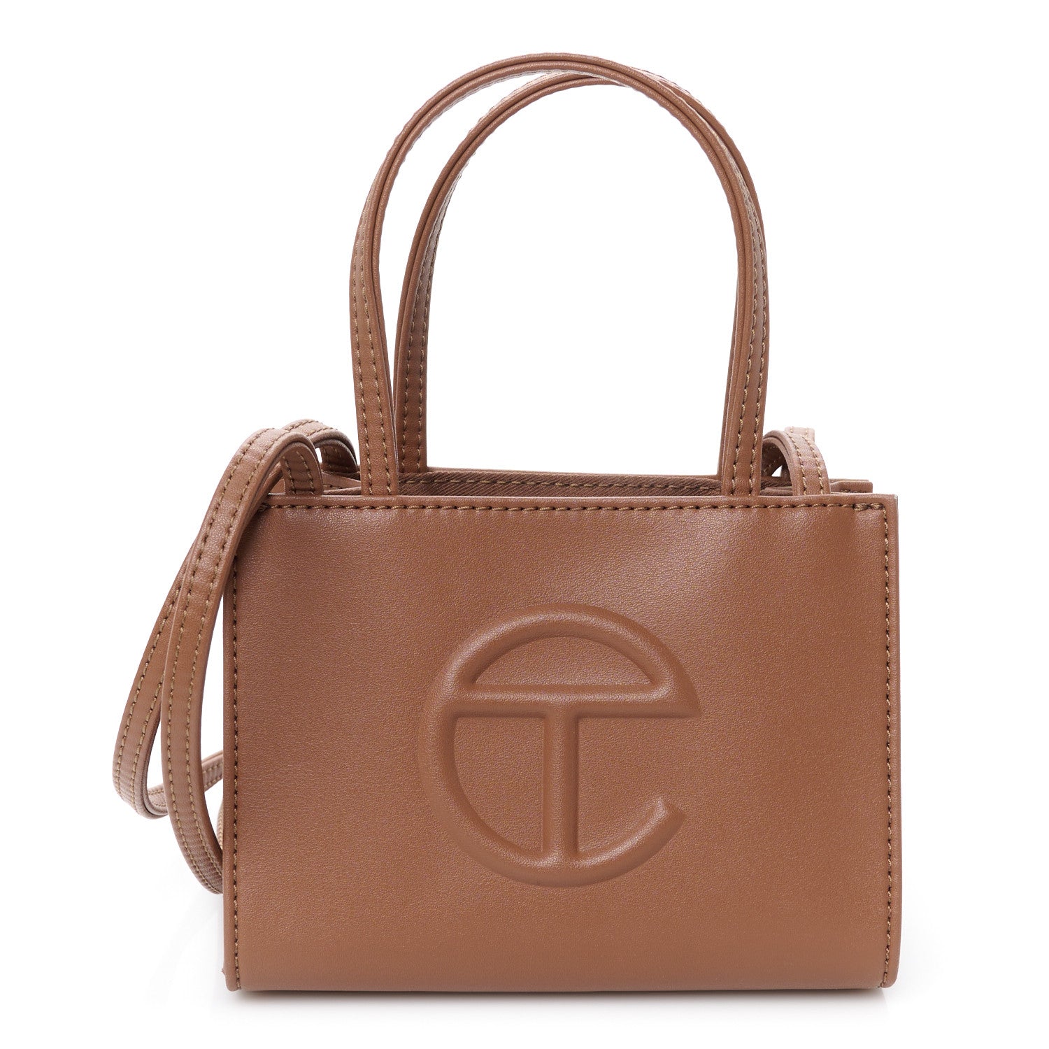 Vegan Leather Small Shopping Bag Tan
