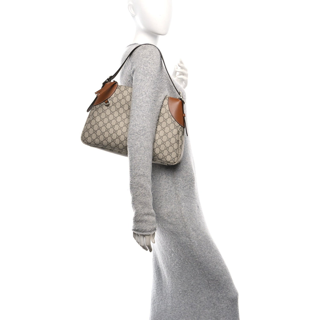 GG Supreme Monogram Emblem Medium Shoulder Bag Beige Ebony Sundial