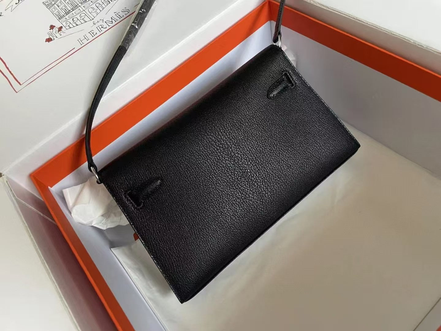 Hm Kelly Pochette To Go 27 Black Epsom Leather