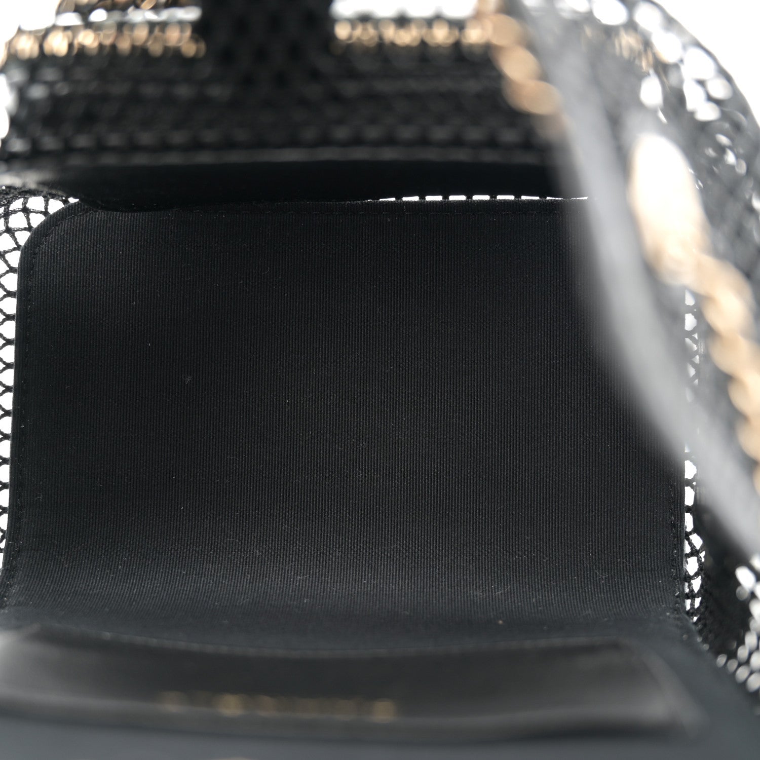 Shiny Lambskin Mesh Quilted Small Cargo Duma Drawstring Backpack Black