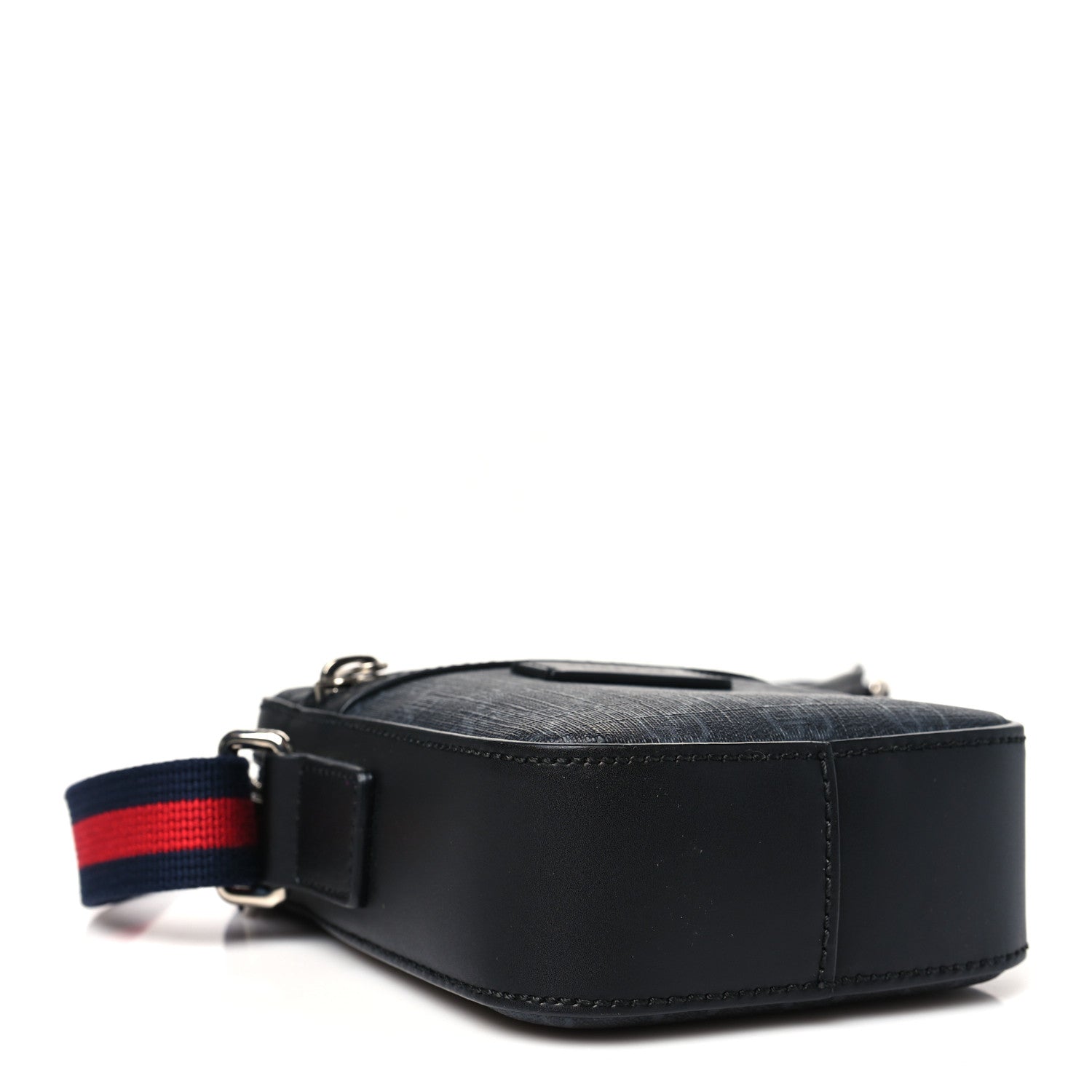 GG Supreme Monogram Appia Calfskin Web Small Camera Messenger Bag Black Grey