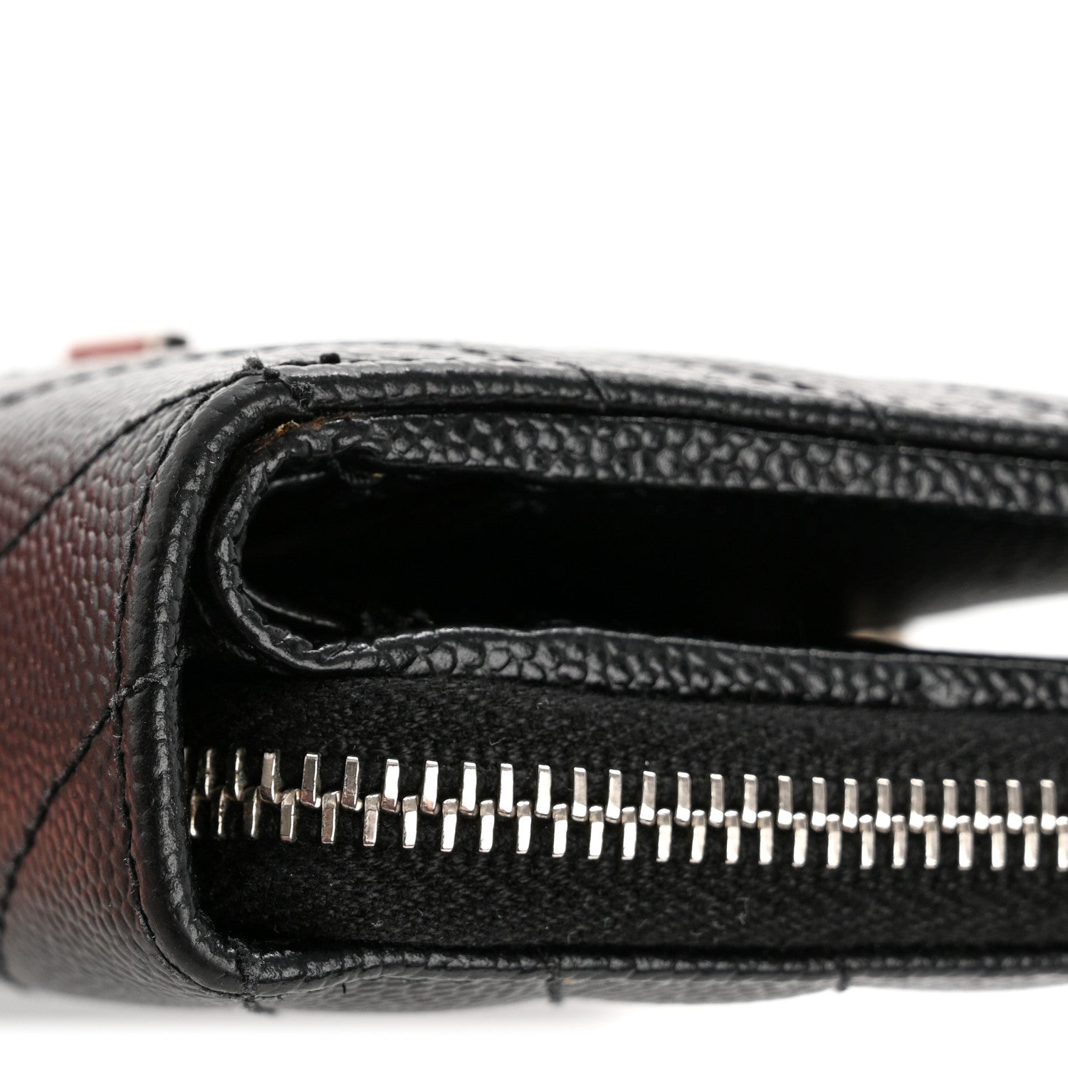 Grain De Poudre Matelasse Chevron Monogram Compact Zip Around Wallet Black