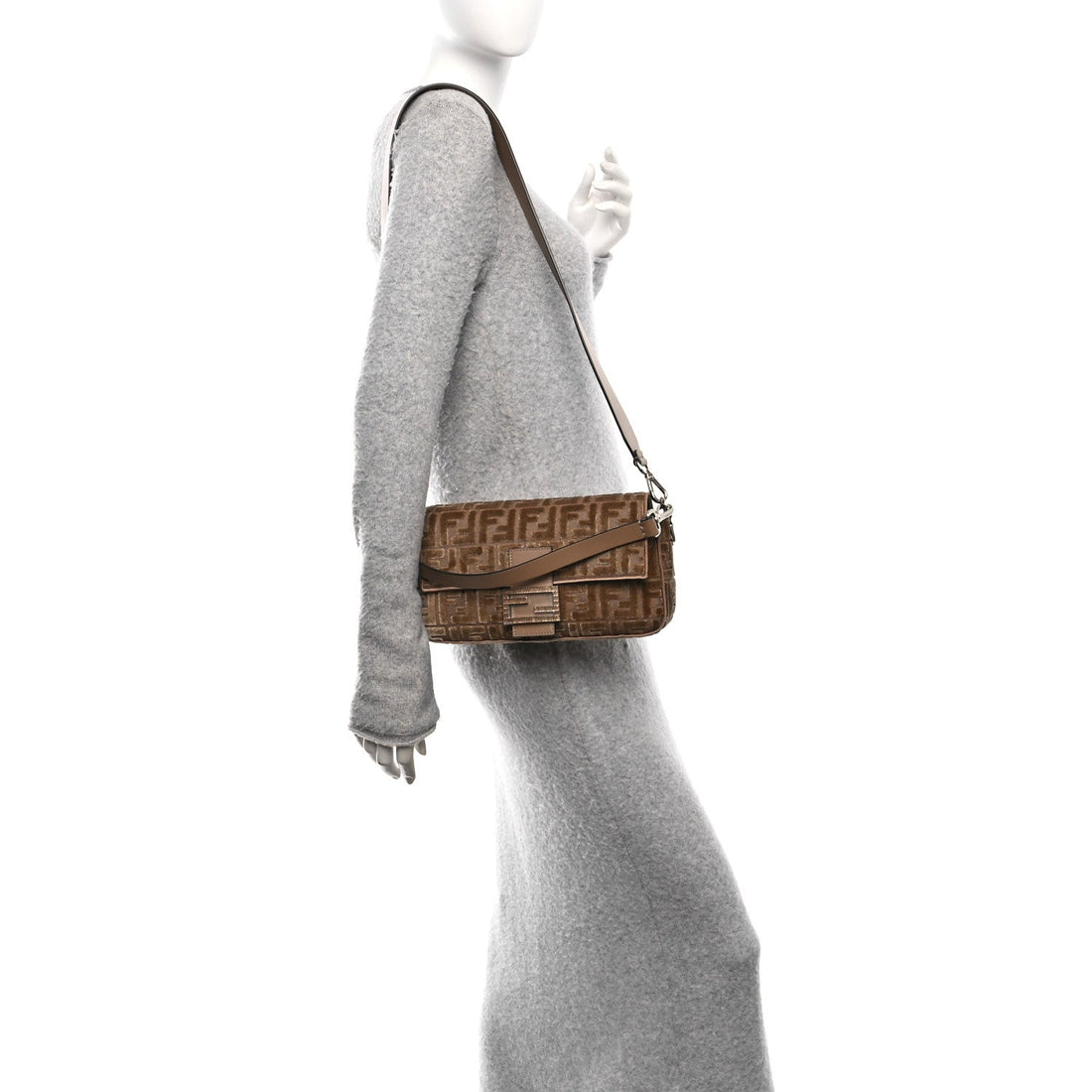 Velvet Jacquard Crystal FF Baguette Cappuccino