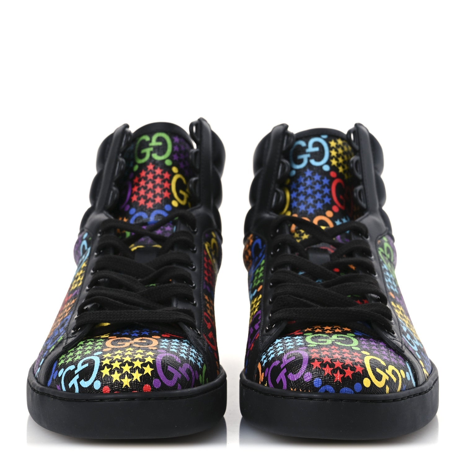 GG Supreme Monogram Psychedelic Mens High Top Sneakers 9 Black Multicolor