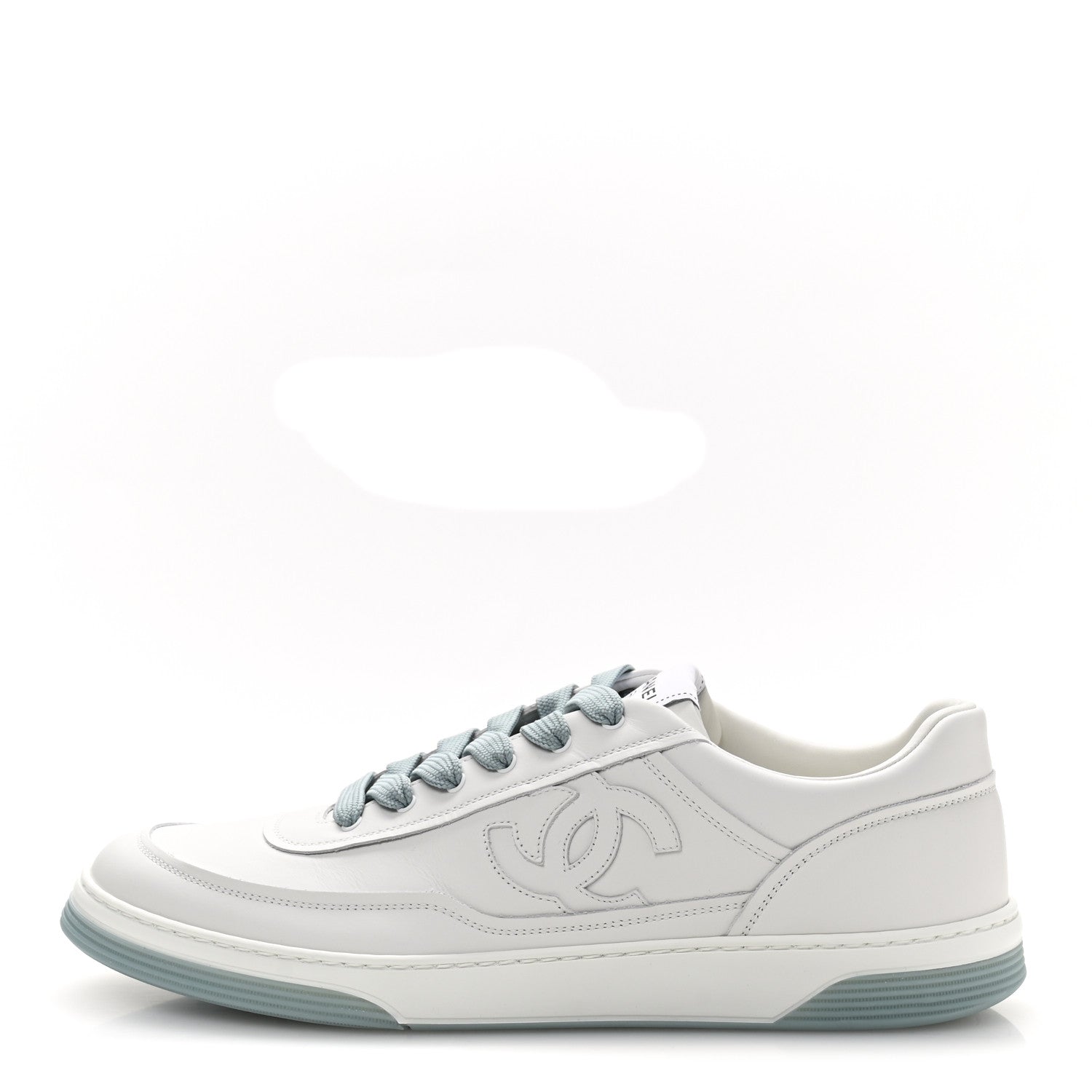 Calfskin CC Mens Sneakers 45 White Light Blue