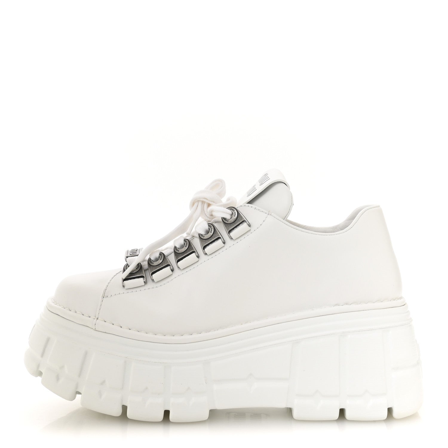 Calfskin Platform Low Top Chunky Sneakers 39.5 White