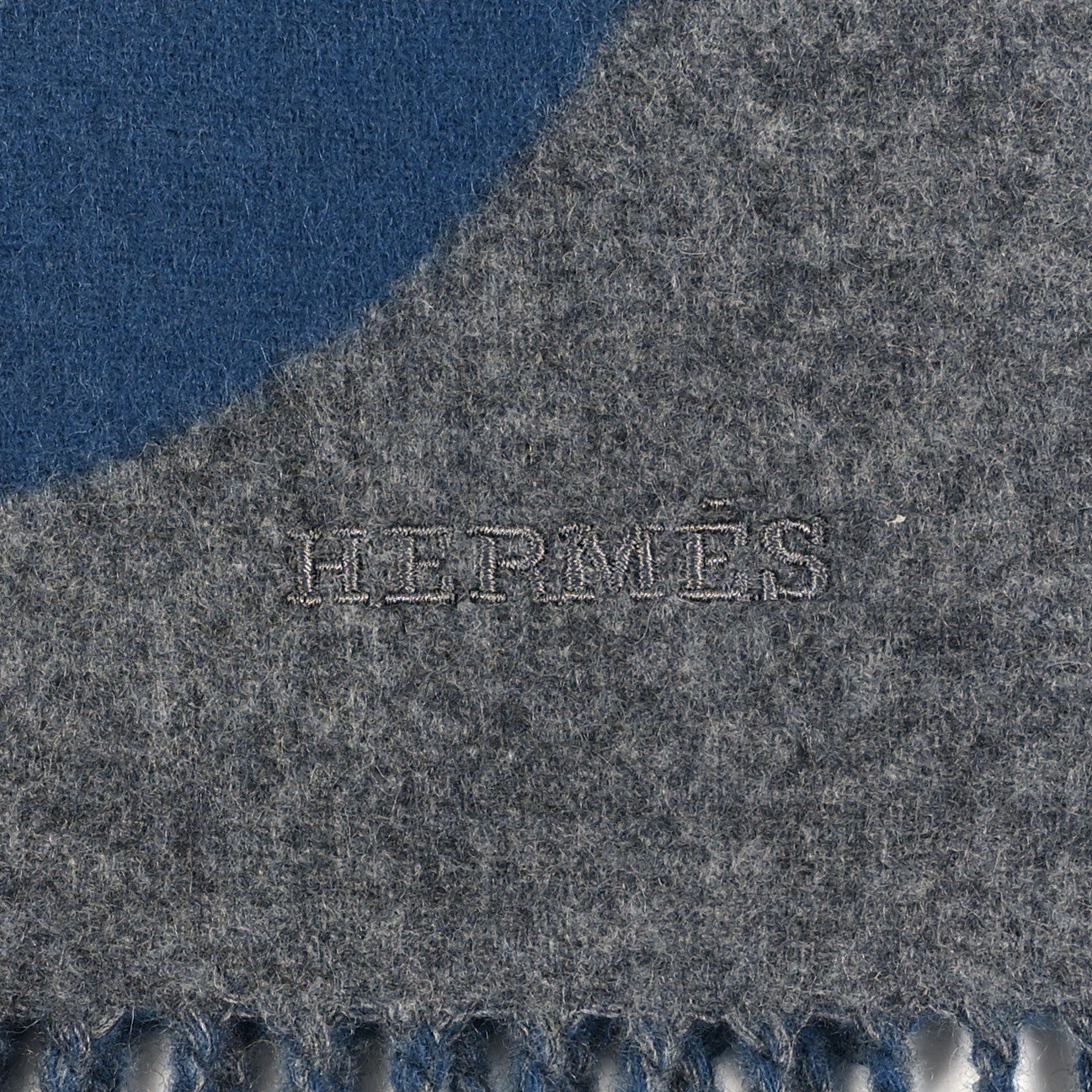 Cashmere Maillons TGM Scarf Gris Chine Bleu Turquin