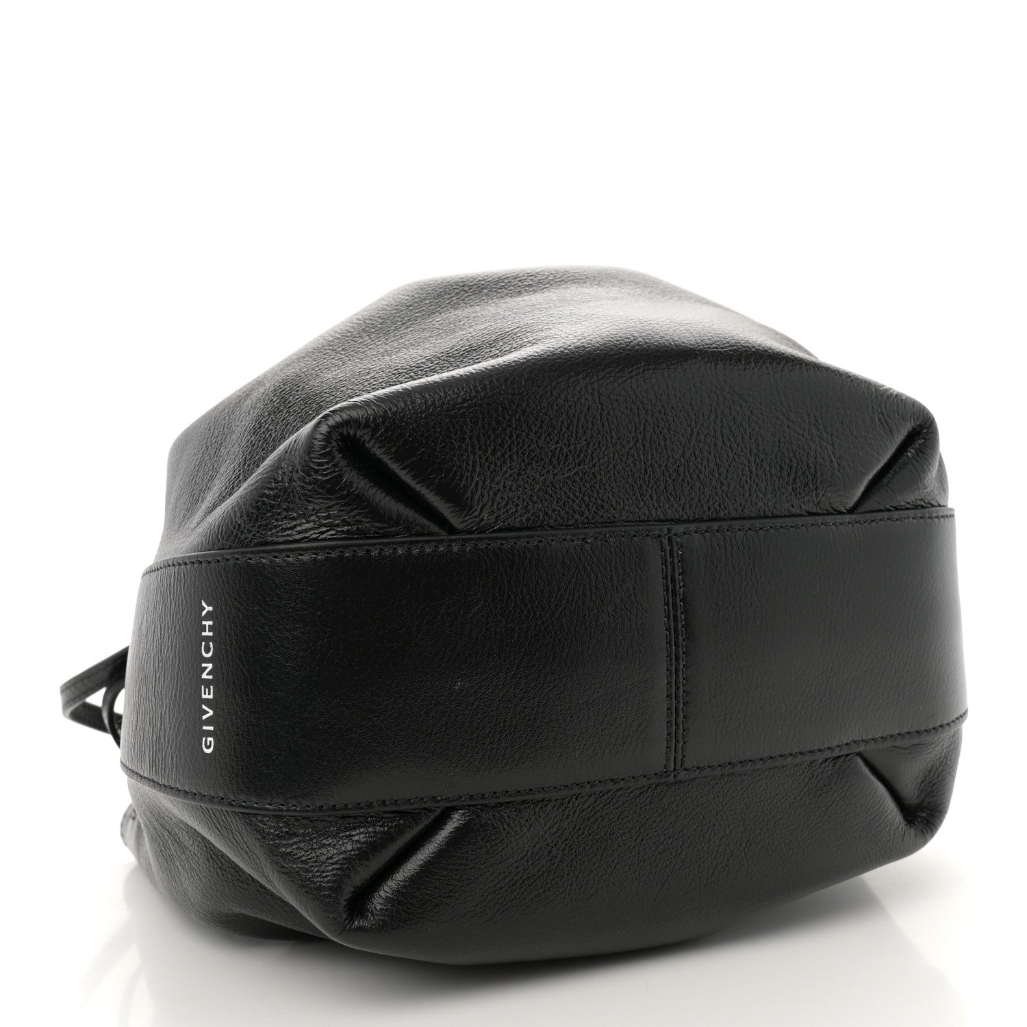 Creased Patent Calfskin Pumpkin Bag Black