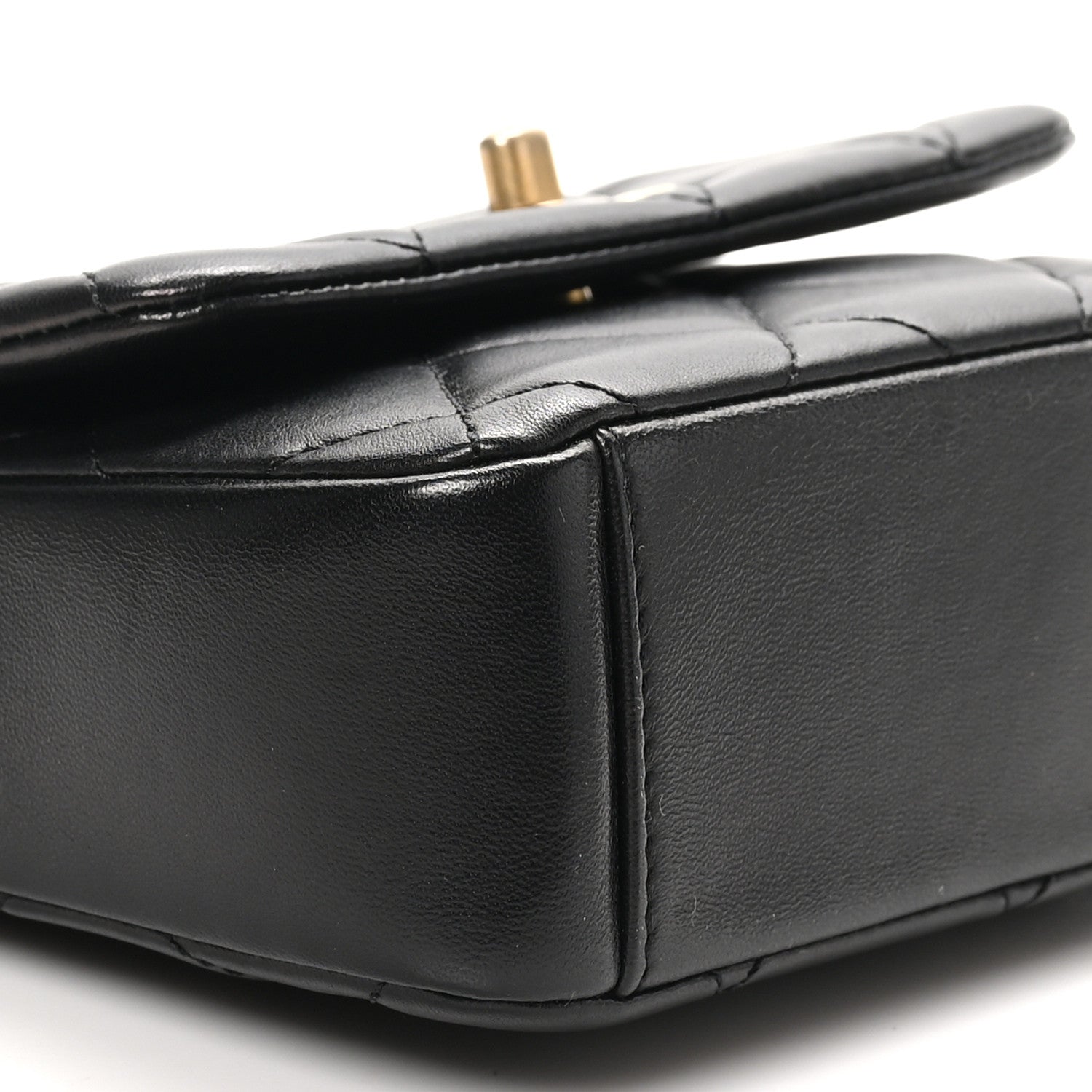 Lambskin Quilted Mini Side Note Flap Black