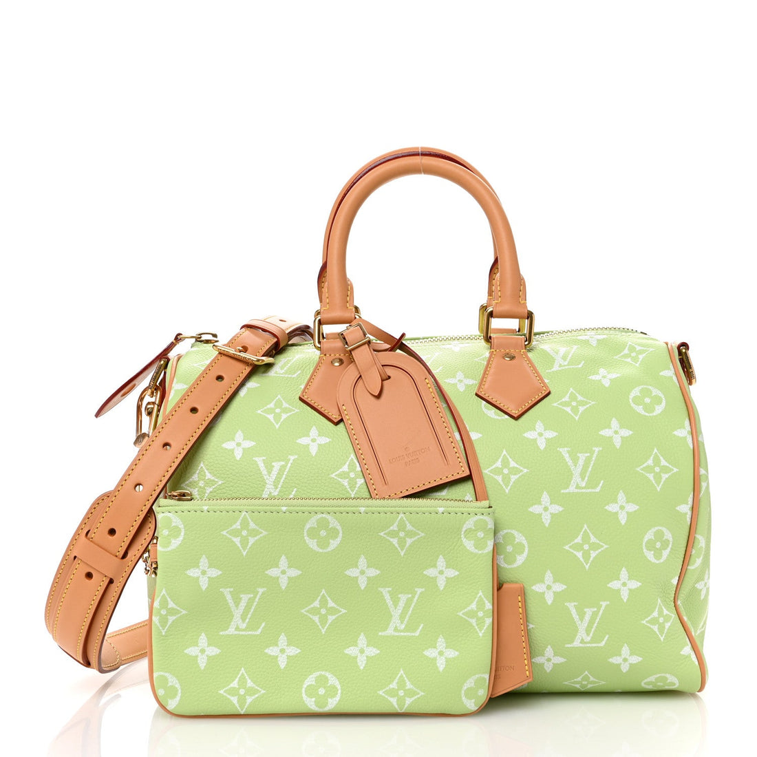 Calfskin Monogram Speedy P9 Bandouliere 30 Frozen Lime