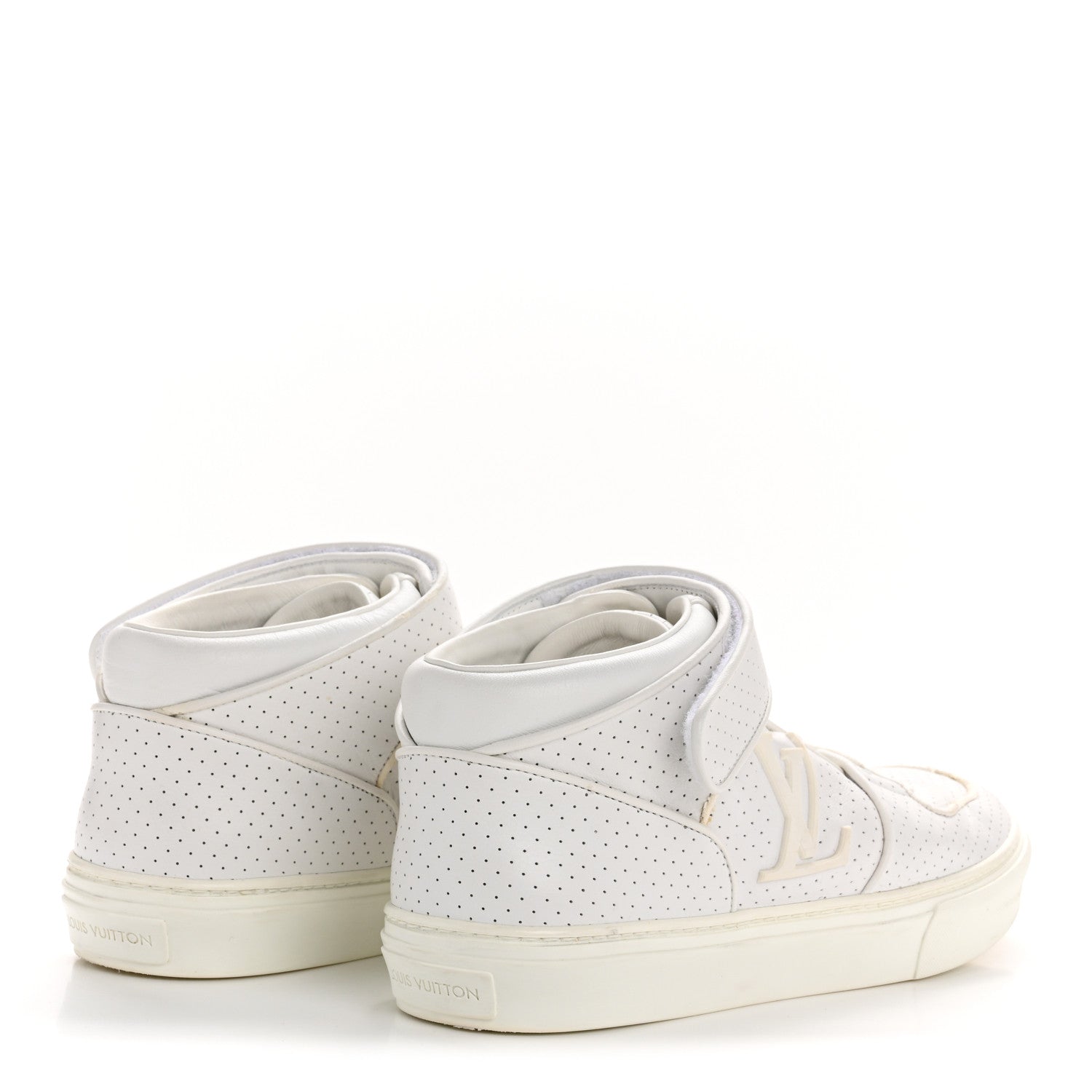 Calfskin Perforated Mens Acapulco Sneakers 8 White
