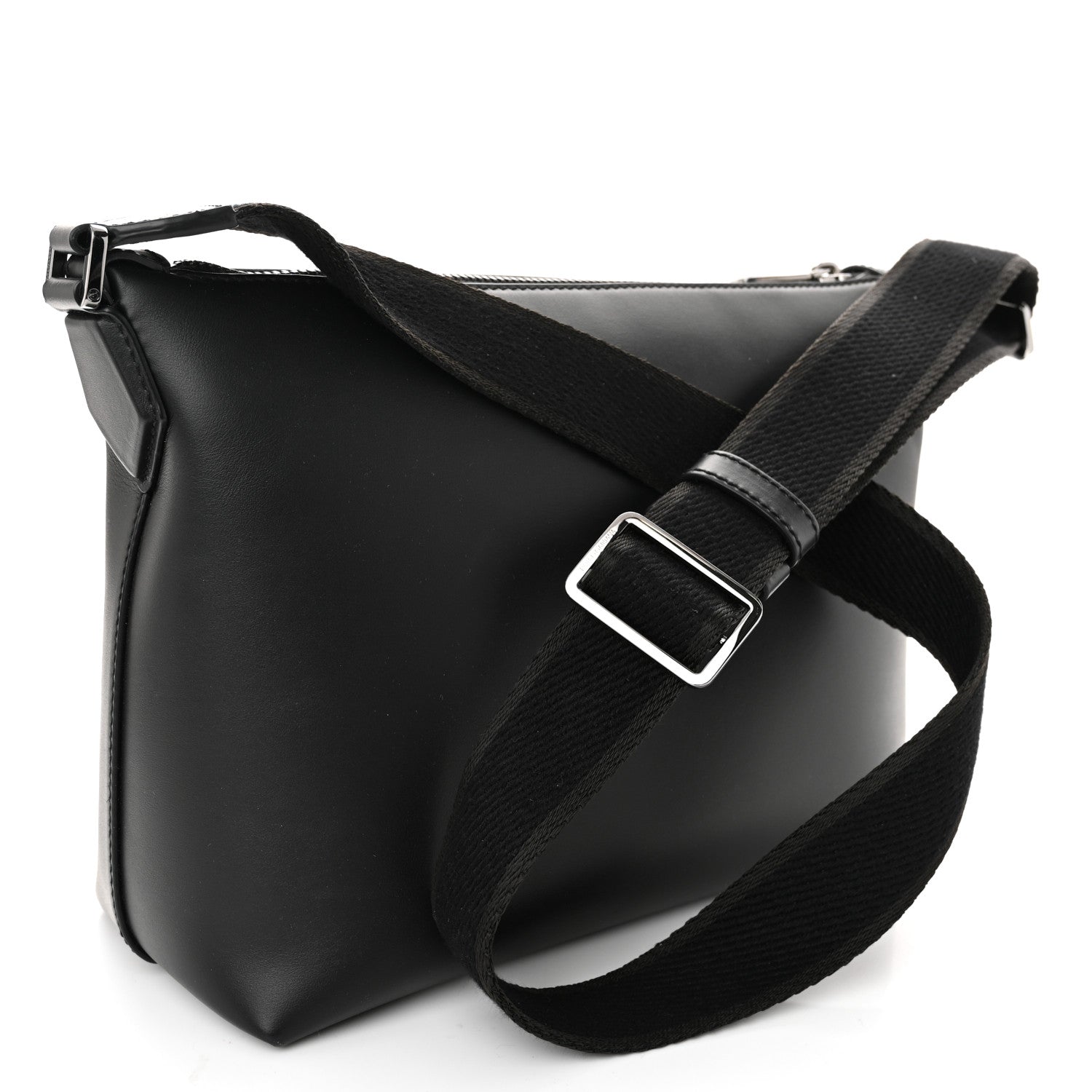 DOLCE GABBANA Calfskin Embossed DG Logo Shoulder Bag Black