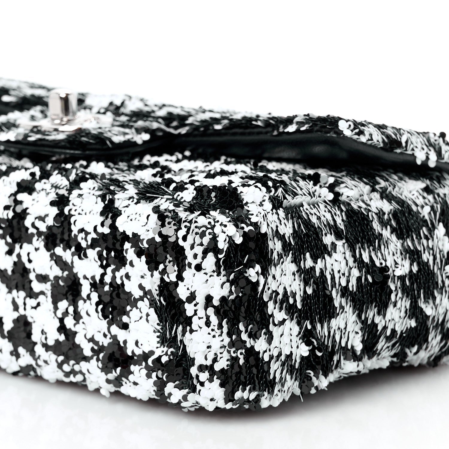Sequin Houndstooth Small Flap Black White